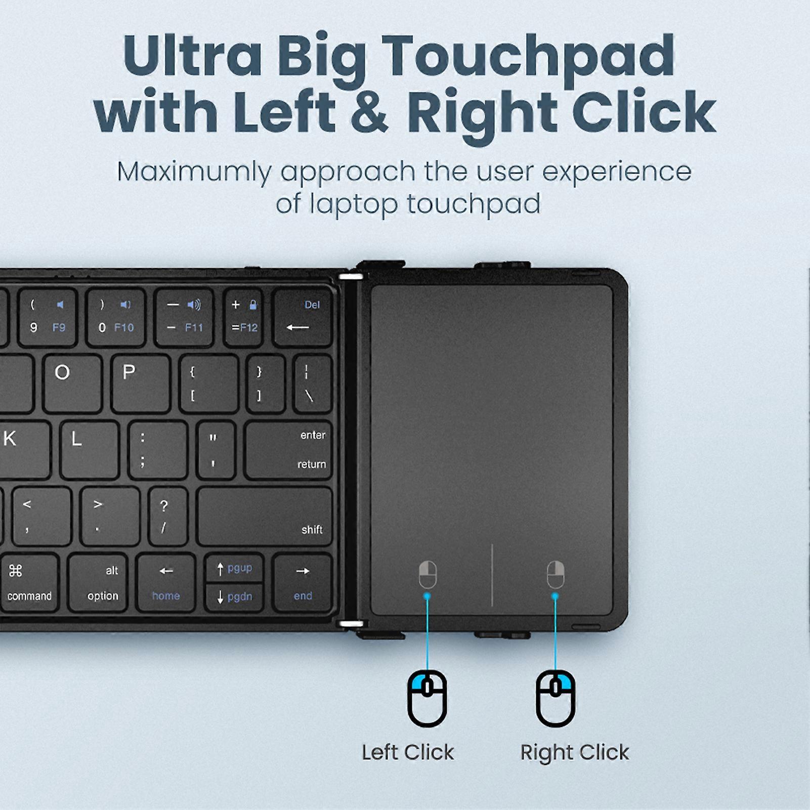 Foldable Wireless Keyboard BT5.1 with Touchpad for Android Windows iOS Portable Leather Design