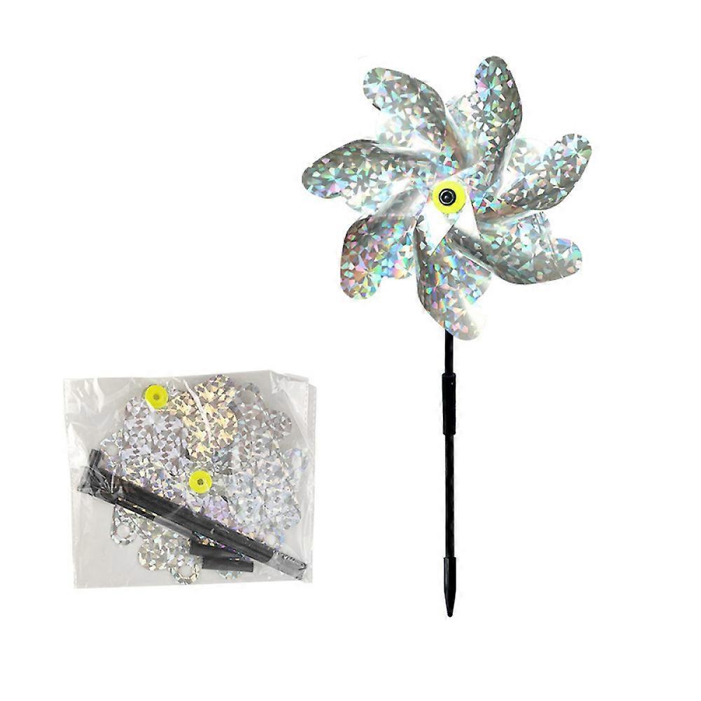 5pcs Silver Bird Repellent Windmill-Seven-Piece Windmill 1pc Silver Flake