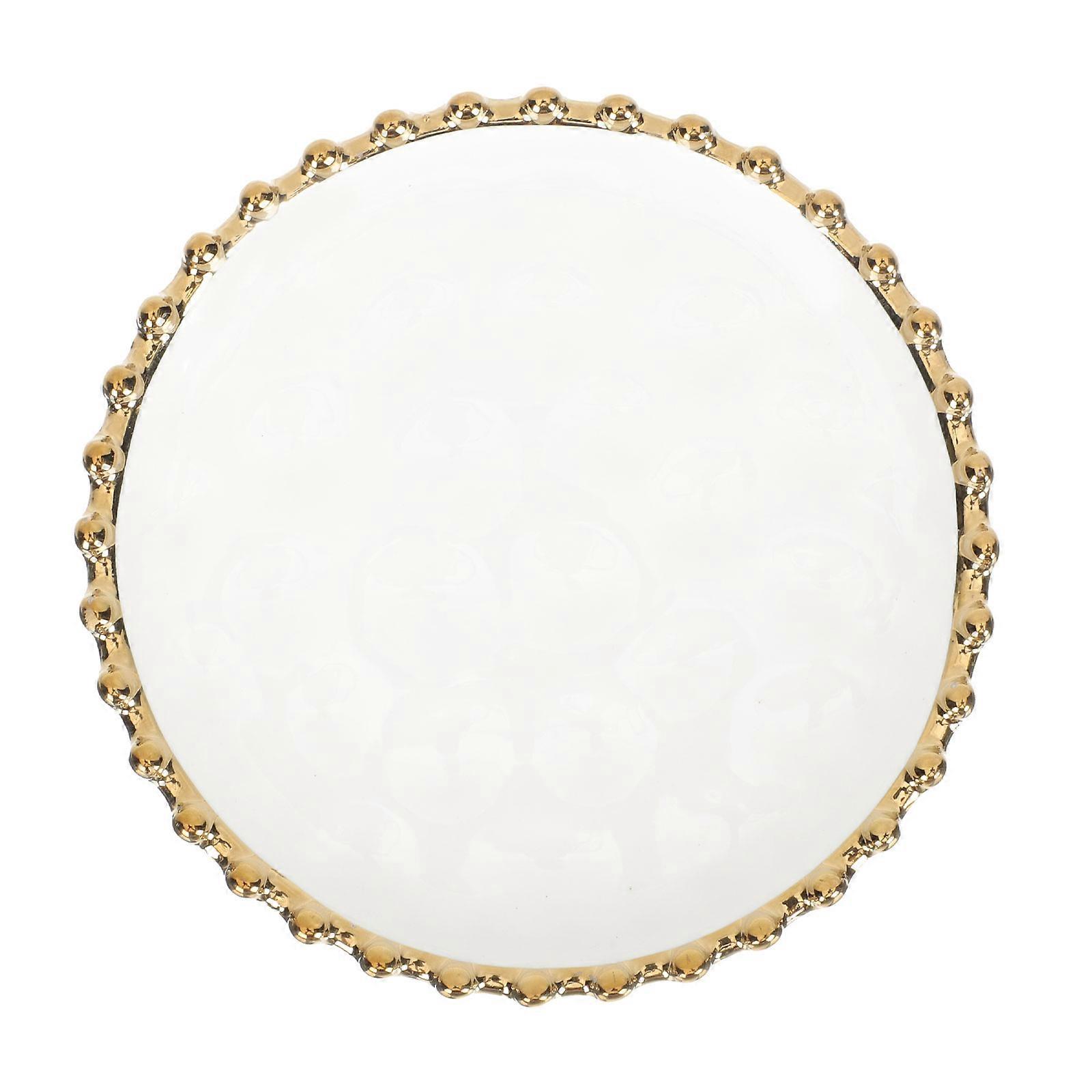 Here's a polished and engaging product description for your **Round Ceramic Breakfast Plate with Gold Edging (Nordic Style)**:
**Elegant Round