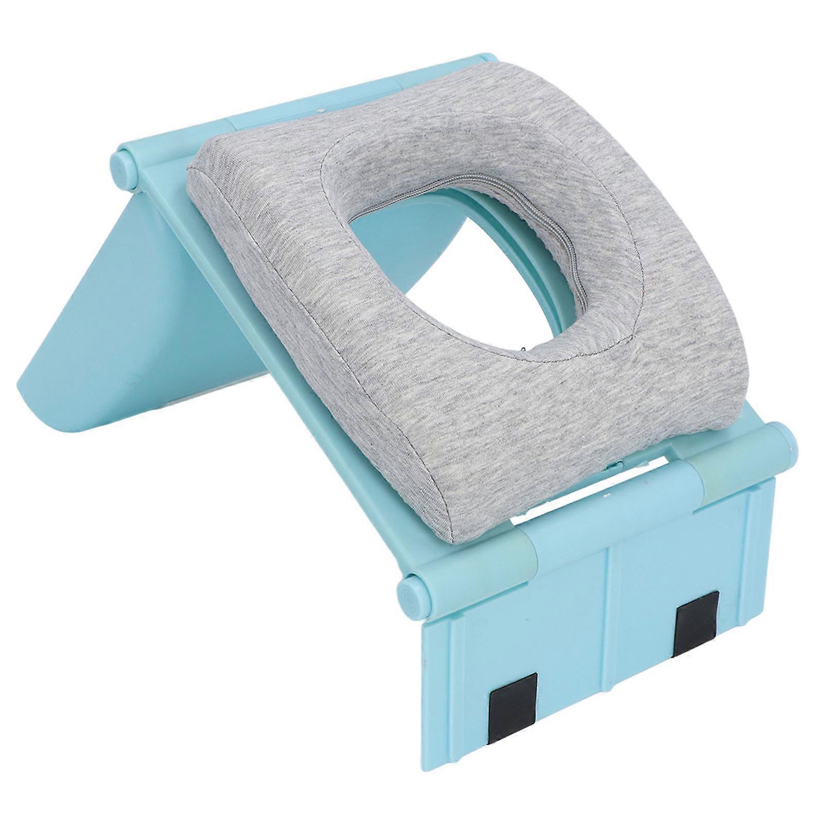 2 in 1 Nap Pillow Desk Reading Stand Folding Memory Foam Removable Pillow Center Hole Desk Sleeping Pillow Blue 