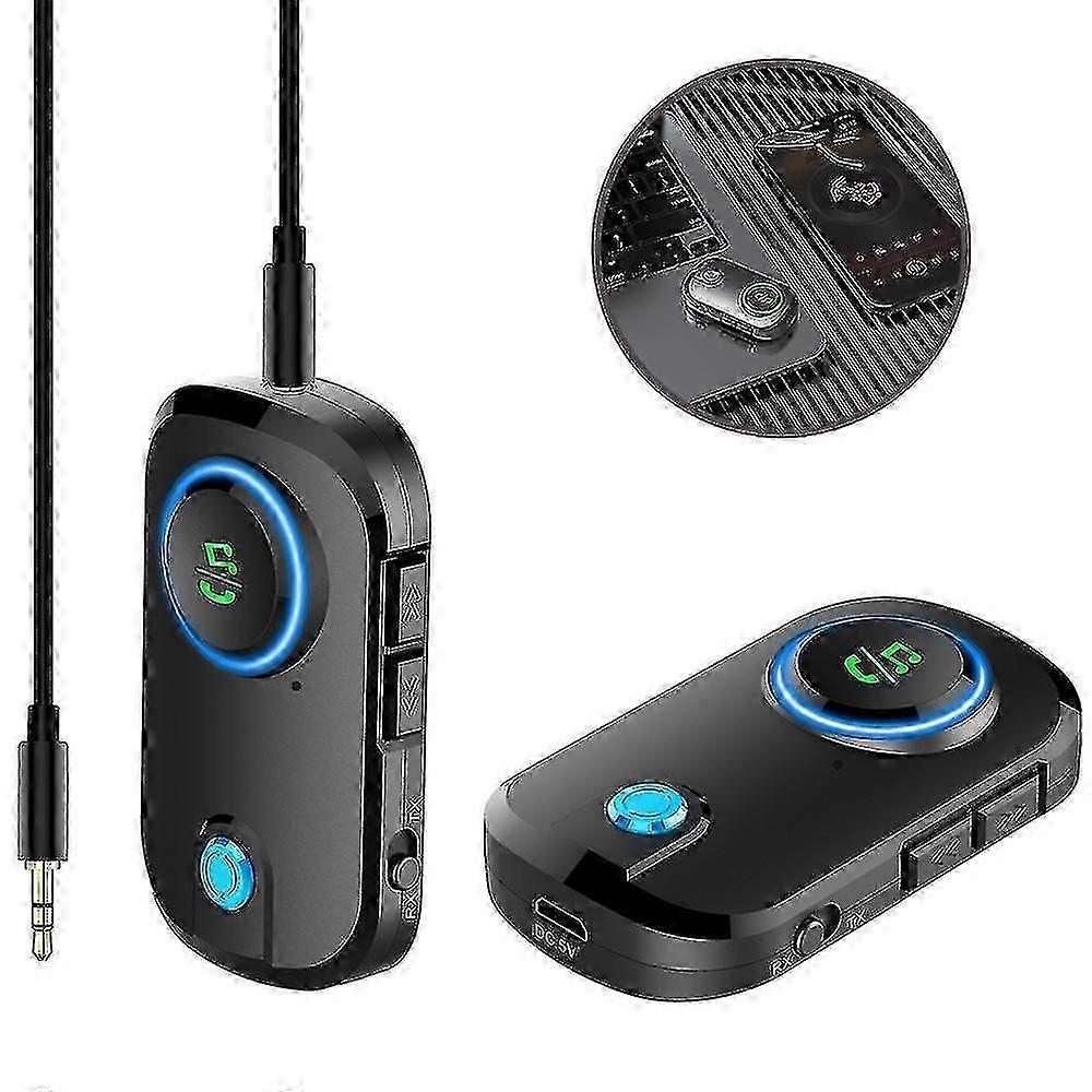 Bluetooth 5.0 Transmitter Receiver with Microphone, 3-in-1 Low Latency Device Compatible with Various Brands