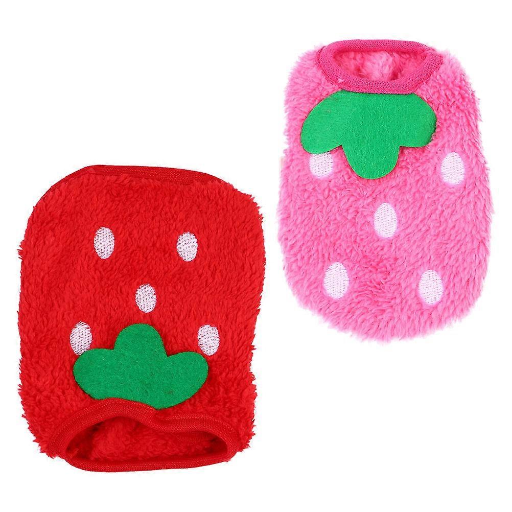2pcs Small Dog Winter Clothes Breathable Lightweight Warm Puppy Apparel Cute Strawberry Design for Chihuahuas and Pets Easy to Clean Durable