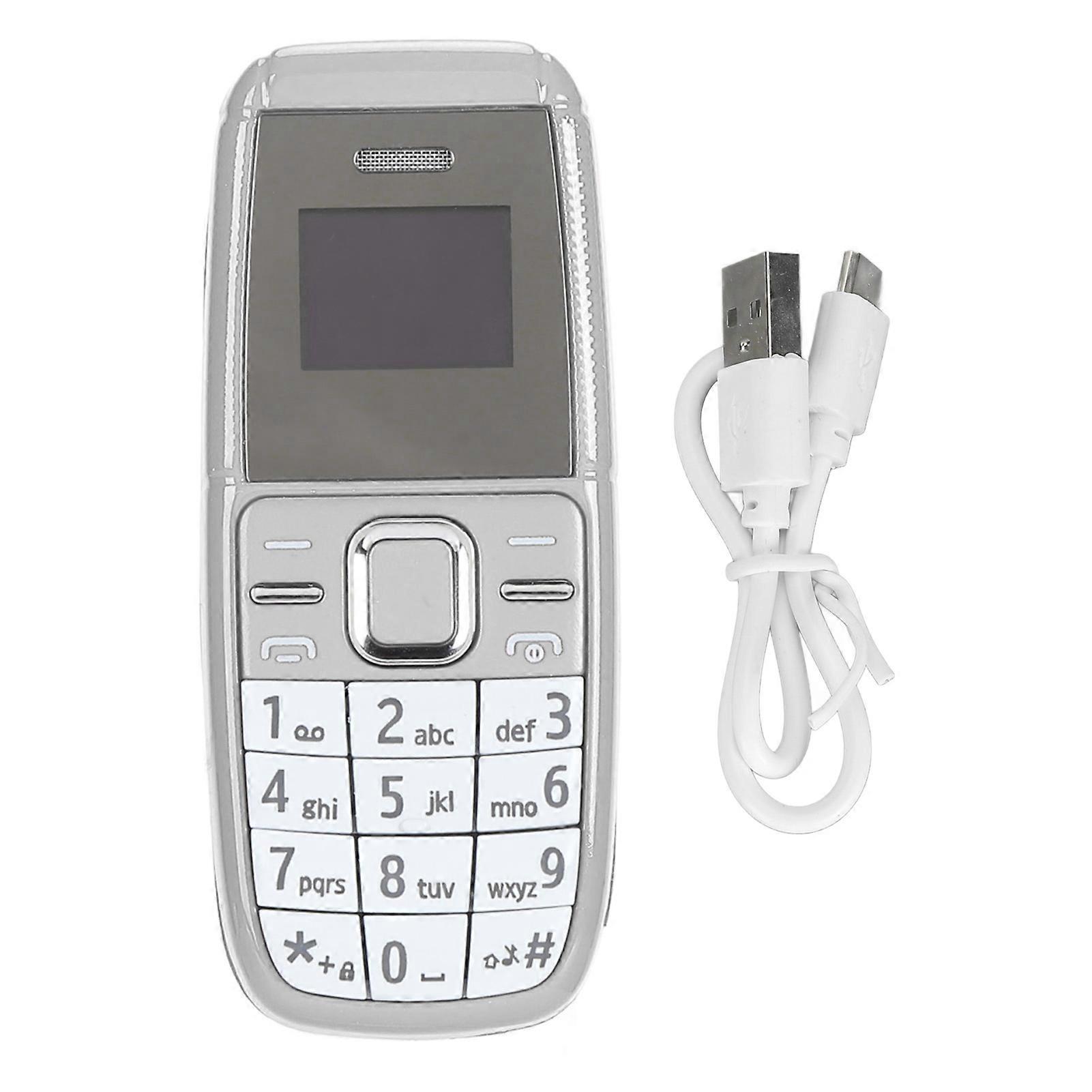 Mini Button Phone Unlocked Dual SIM Card 2G GSM Low Radiation BT Dialer Music Player with Voice Changer Smallest Mobile Phone Grey
