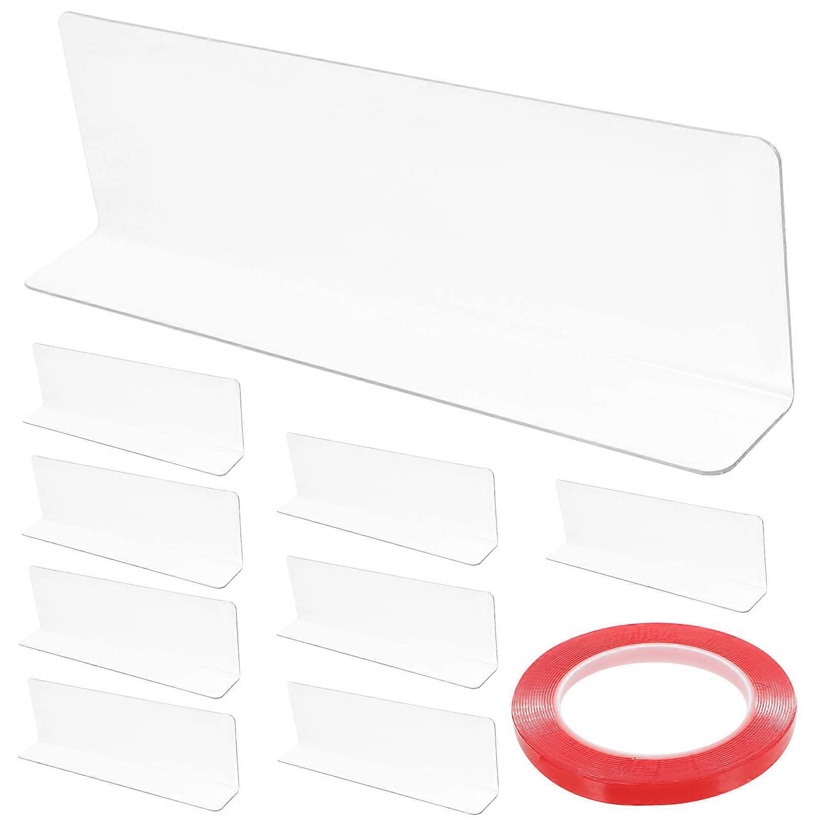Fitted Shelf Dividers Clear Retail Store Supplies L-Shaped 20X6cm Shelf Organizing 10Pack