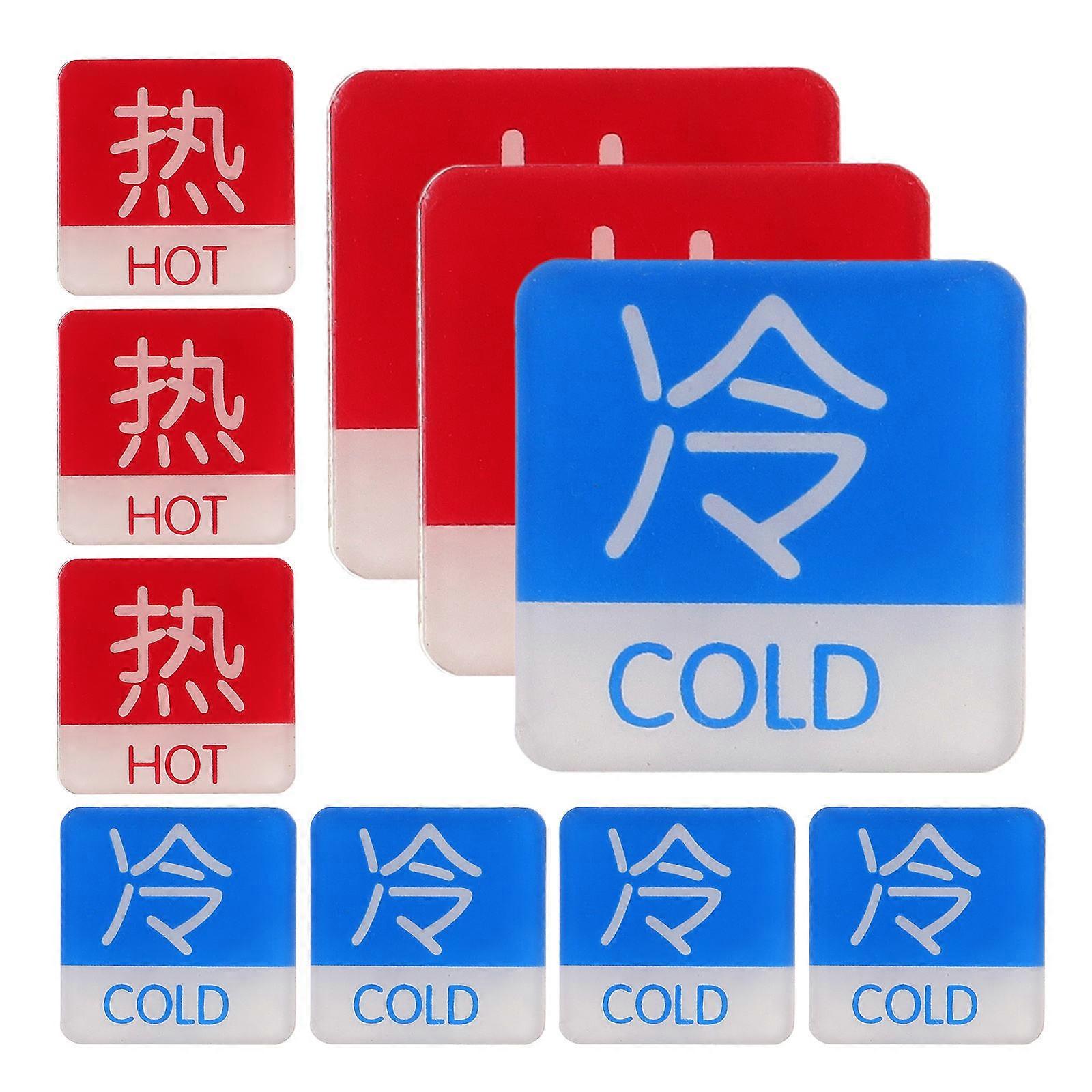 5 Sets Hot & Cold Water Labels Temperature Indicator Stickers for Bathroom Faucets – Easy Clean, Elegant Design for Home, Hotel & Restroom Use