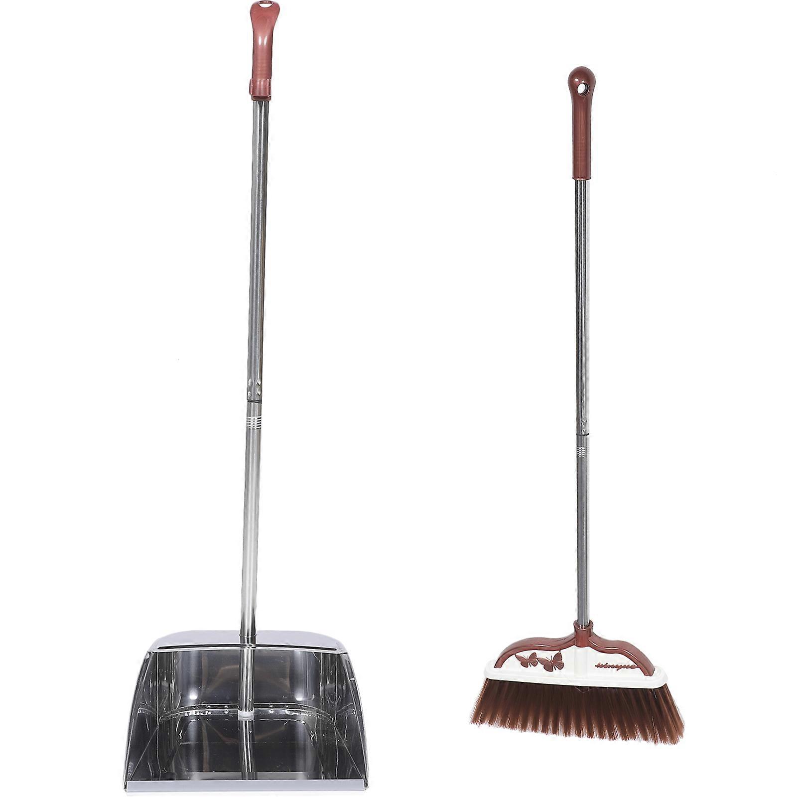 Household Broom and Dustpan Set Garden Use Long-Handle Design 1Set