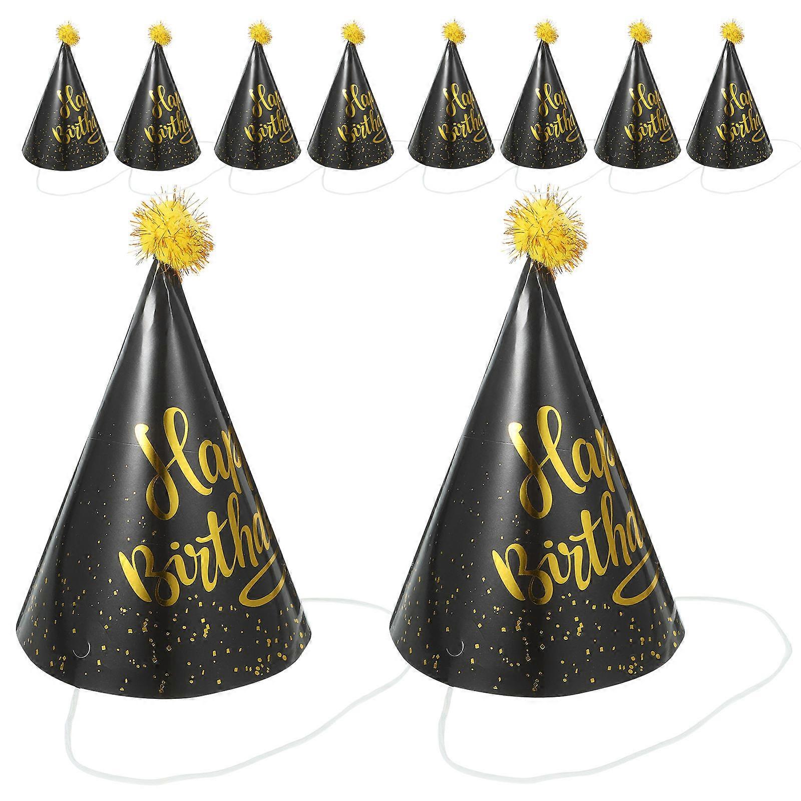 10 Pack Cone Party Hats for Birthday Celebrations – Brightly Designed Paper Headwear for Festive Events and Joyful Occasions