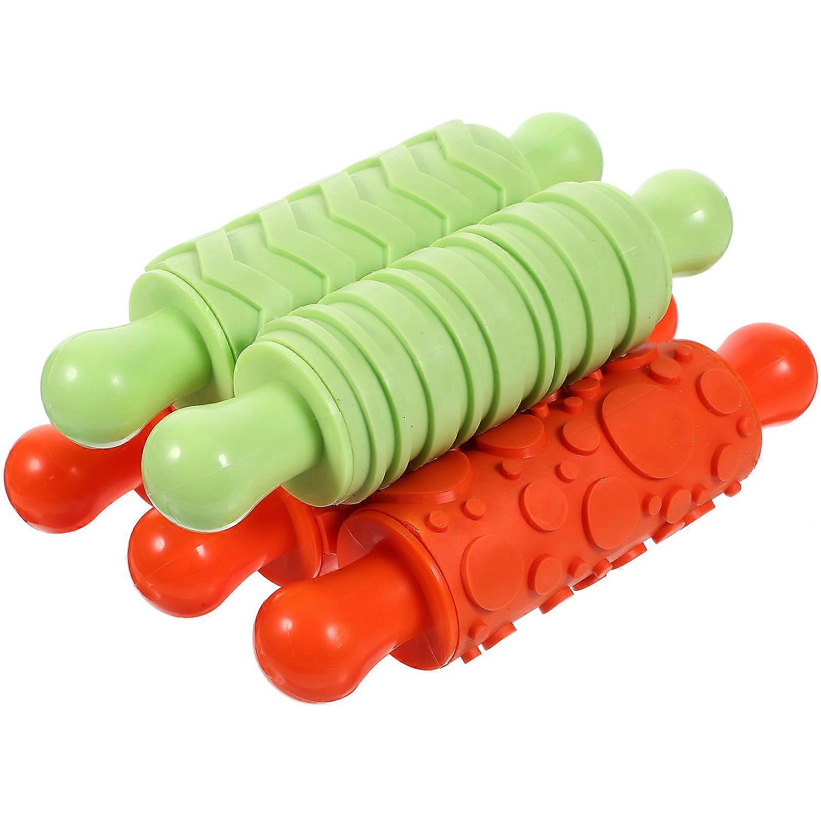Toddlers Rolling Pin Clay Texture Roller Easy to Clean Handles 5Pcs