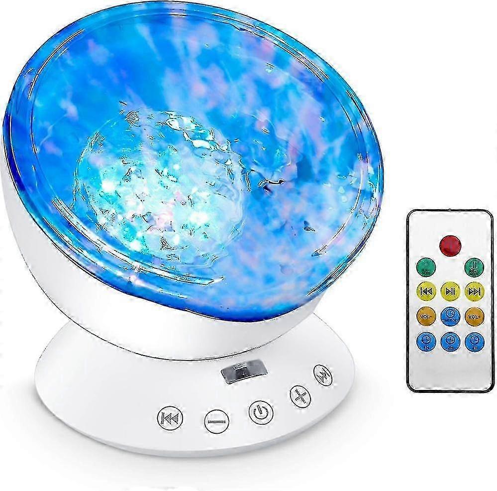 Ocean Wave Projector, Led Night Light Lamp With 7 Lighting Modes Music Speaker