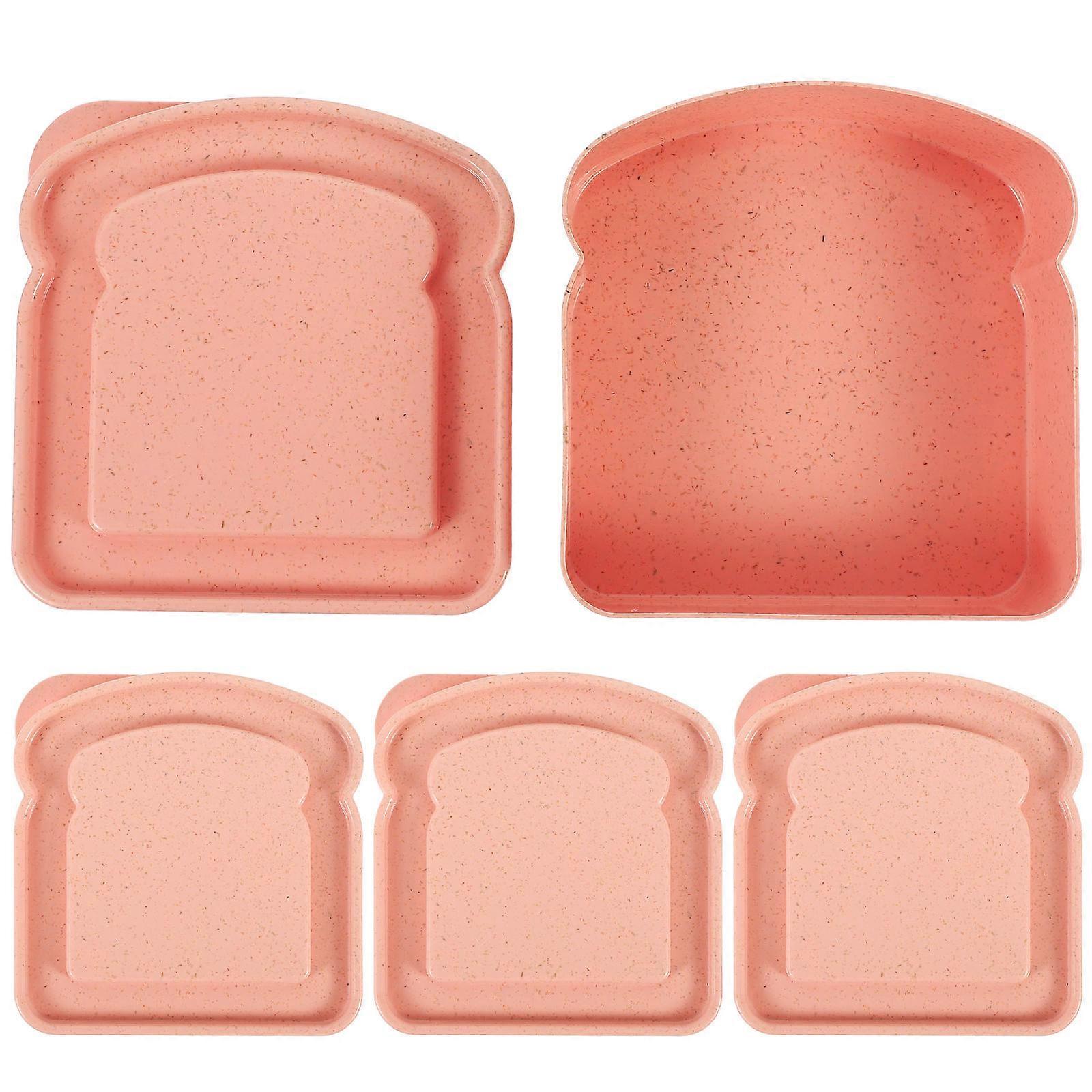 Sandwich Containers For Wide Bread Lunch Box Containers Airtight For Indoor Storage 13X12.3X3.7CM Pink 4Pcs