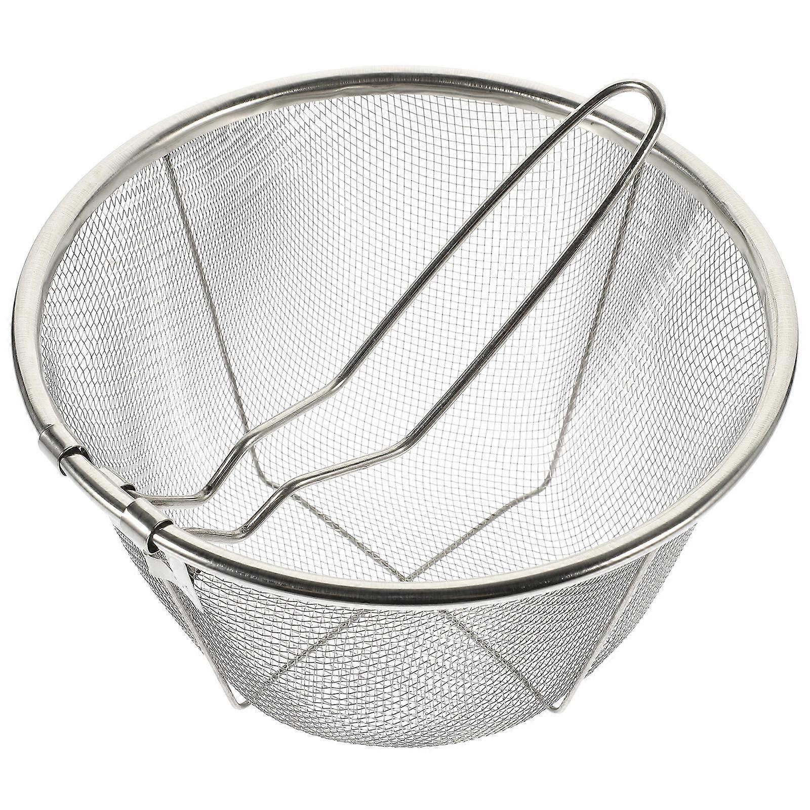 Collapsible Stainless Steel Frying Basket Multi Purpose Strainer for Easy Frying French Fries Chicken Wings Snacks Home Restaurant Use