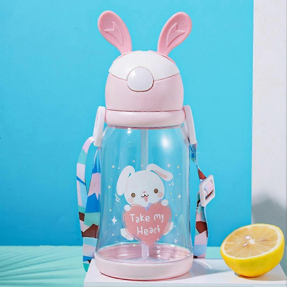 Straw Water Bottle Large Capacity Plastic Portable Bottle 500ml Drink