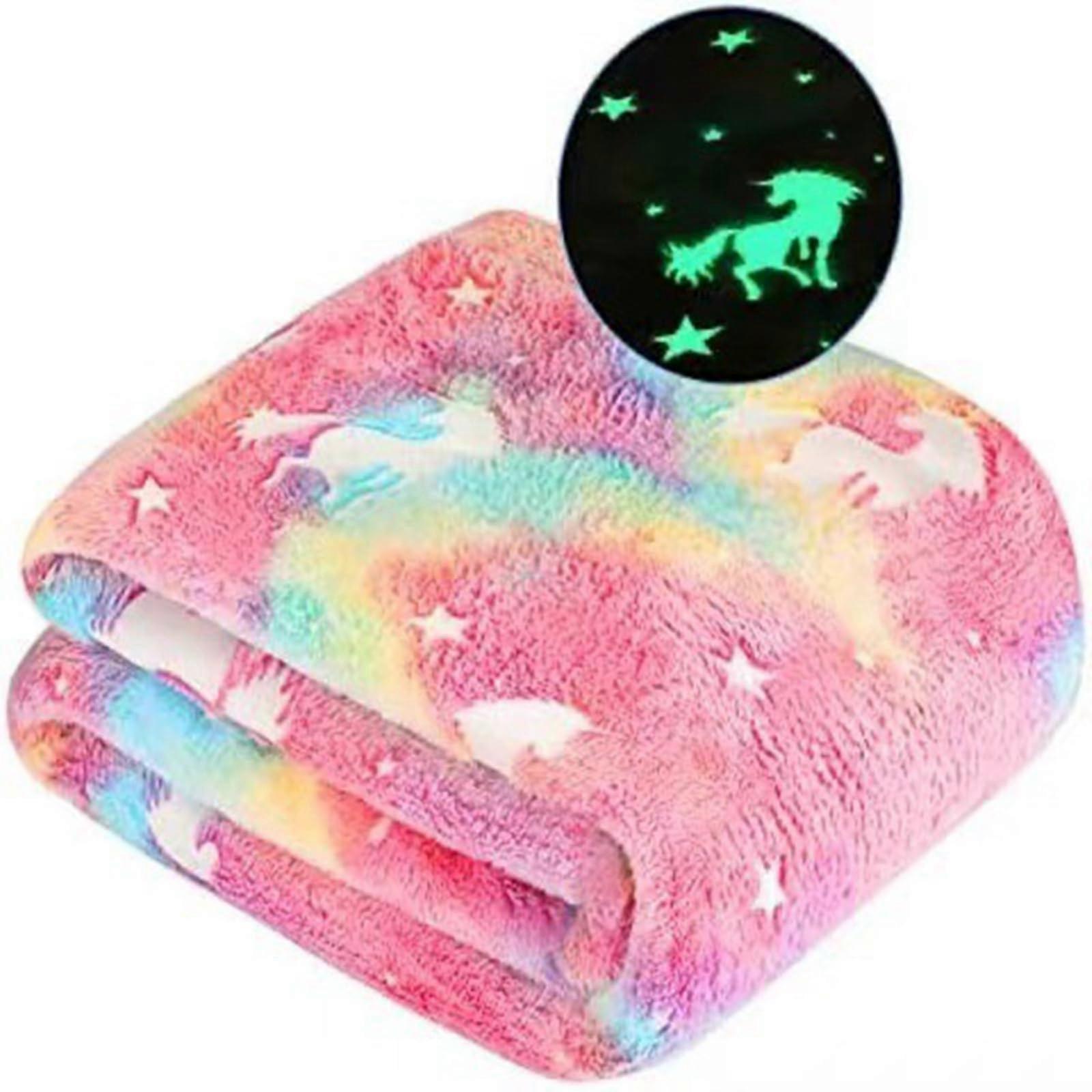 Unicorn Rainbow Blanket, Luminous in the Dark, Gifts for and
