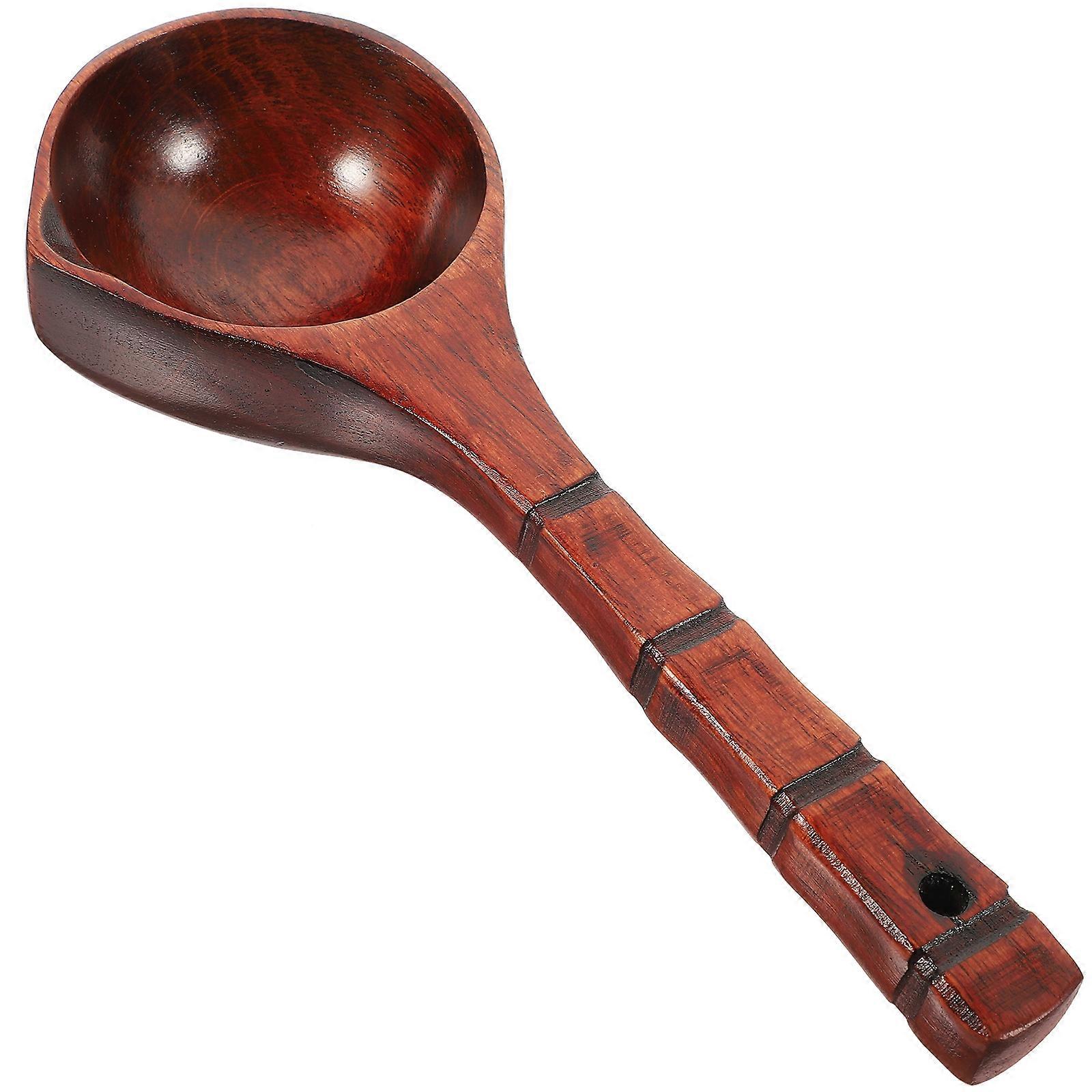Long Handle Wooden Spoon Coffee Color Synthetic Material MultiFunctional Kitchen Tool for Home Use 12 inch