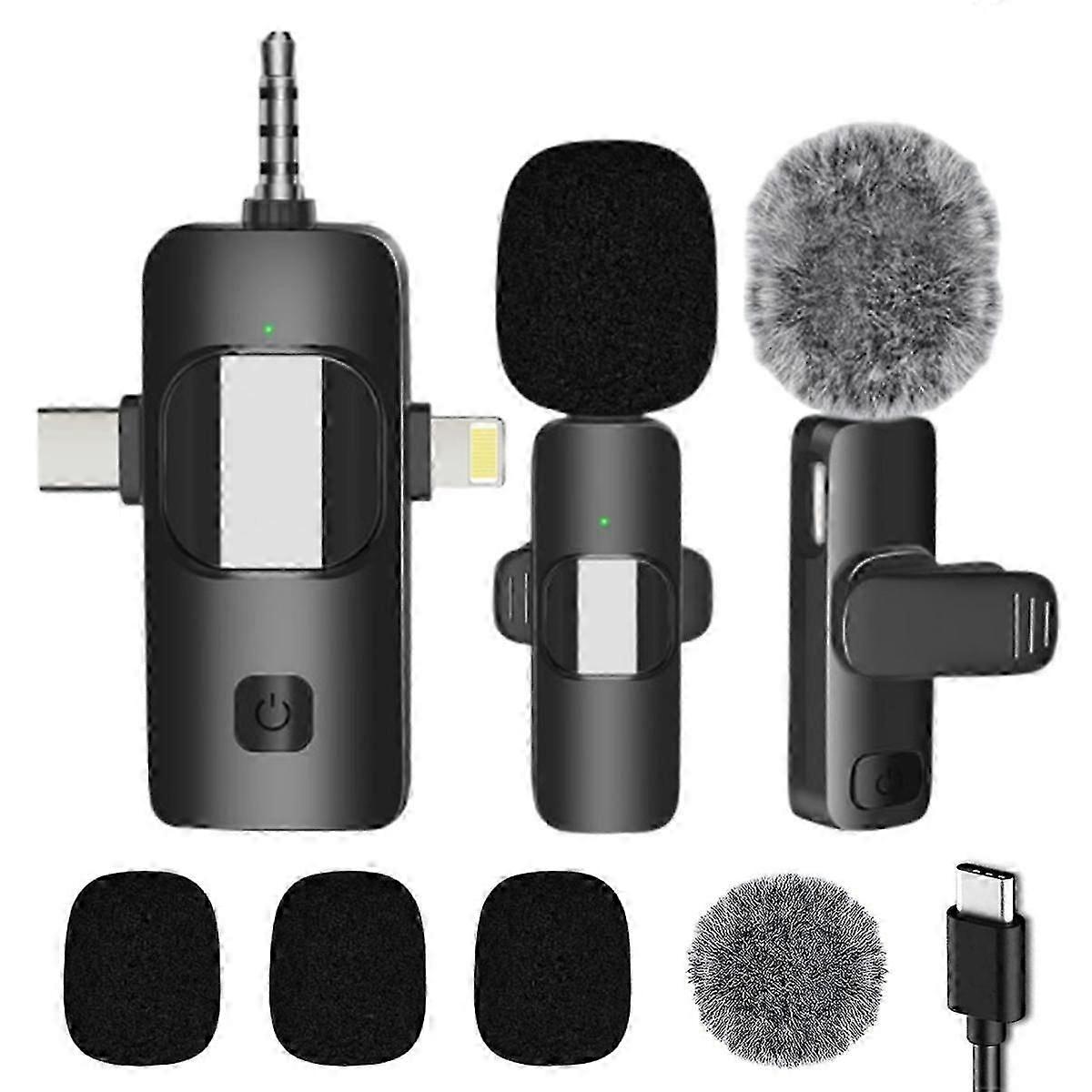 2025 Latest Model Dual Wireless Lavalier Microphones For Iphone, Android, Camera, Laptop