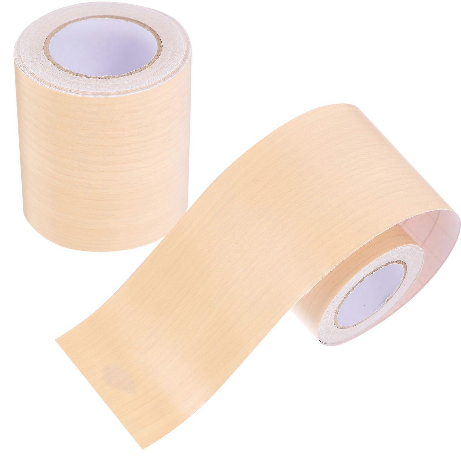 Flexible Baseboard Molding Trim Self-Adhesive Wall Baseboard Stickers Yellow Cypress Wood Grain 5 Meters 2 Rolls