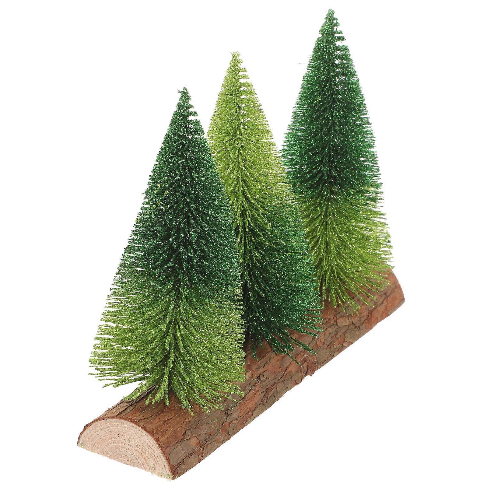 Mini Christmas Tree Tabletop Decoration with Wooden Base – Realistic Artificial Xmas Tree Ornament for Home, Bar, Restaurant Holiday Decor