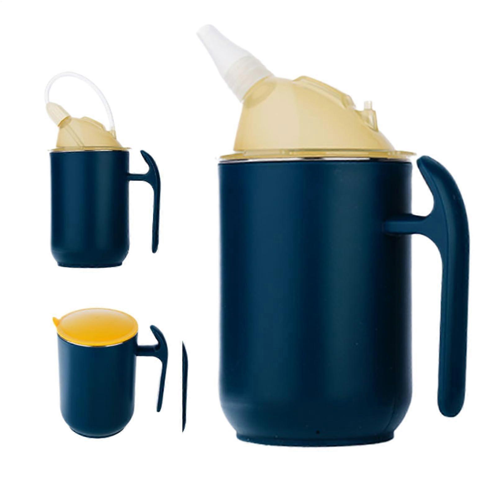 Leakproof cup for the elderly – spillproof drinking cup for patients and seniors – Ergonomic hospital cup with lid for daily use, Blue