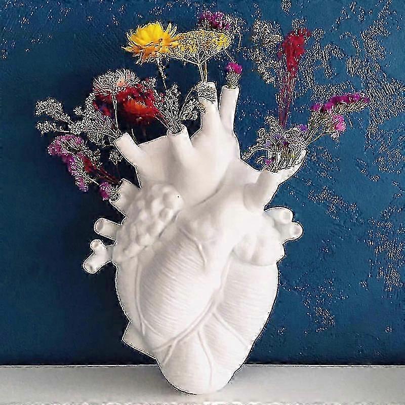 אגרטל בצורת לב אנושי, עיצוב הבית, קישוט מלאכת אמנות שולחנית, מיכל פרחים מקורה אלגנטי, מחזיק עיצוב איברים