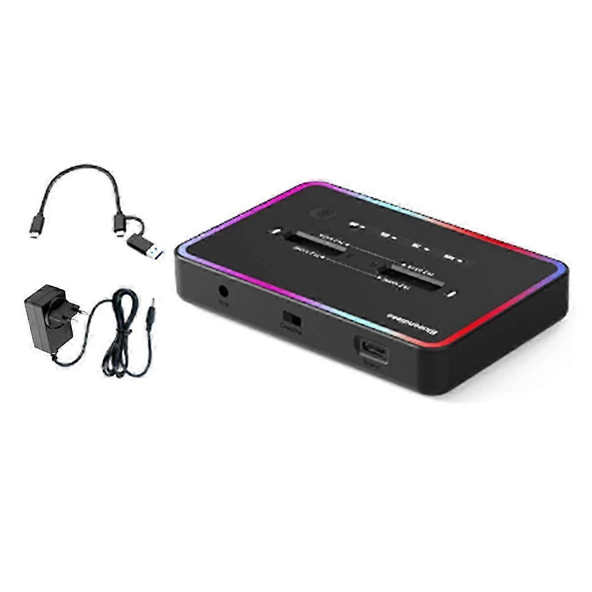 M.2 NVMe/SATA Duplicator Dual-Bay Offline Cloning 20Gbps Docking Station with One-Key Clone EU Plug