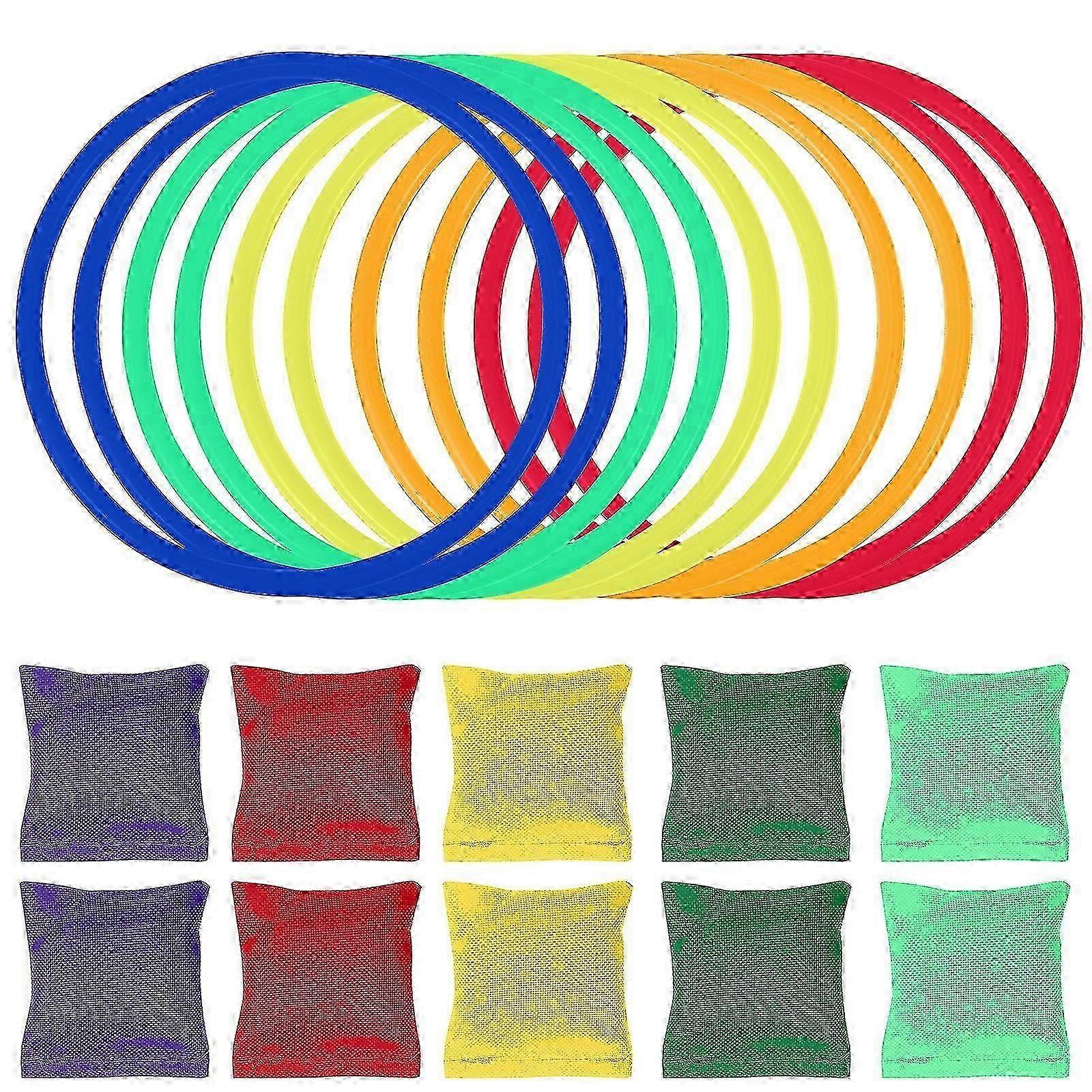 1 Set Bean Bag Toss Game with Rings for Teamwork Party Activities