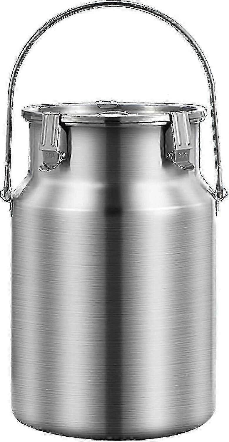 3L Heavy Duty Stainless Steel Milk Can Tote Jug with Sealed Lid and Single Handle for Liquid and Solid Storage