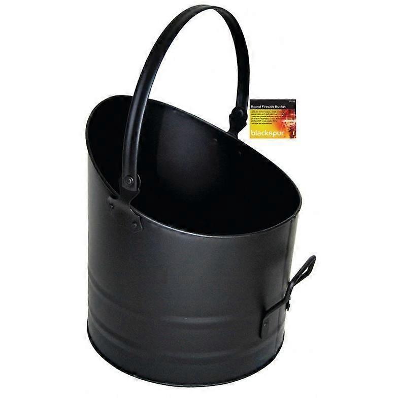 Round Fireside Bucket With Handle Black Coal Logs Fireplace