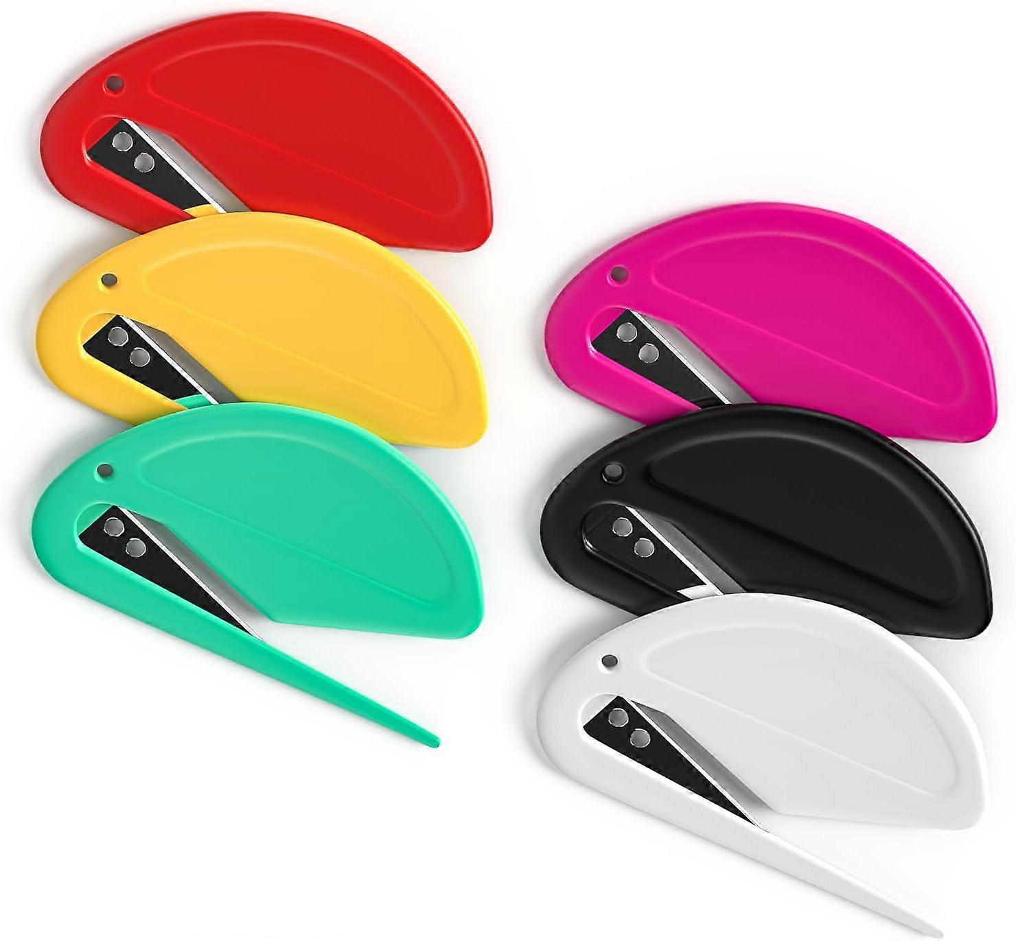 AURA Pack of 6 Letter Openers, Safe Envelope Mail Slitter with Razor, Box Package Opener， Paper Cutter, Ideal for Home Office