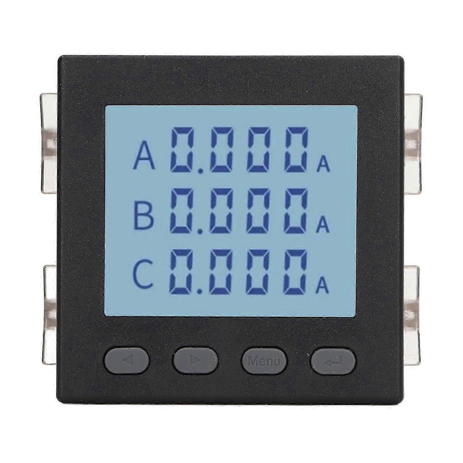 Current Meter 3 Phase Flame Retardant Shell Silicone Button Ammeter 05A AC220V Black