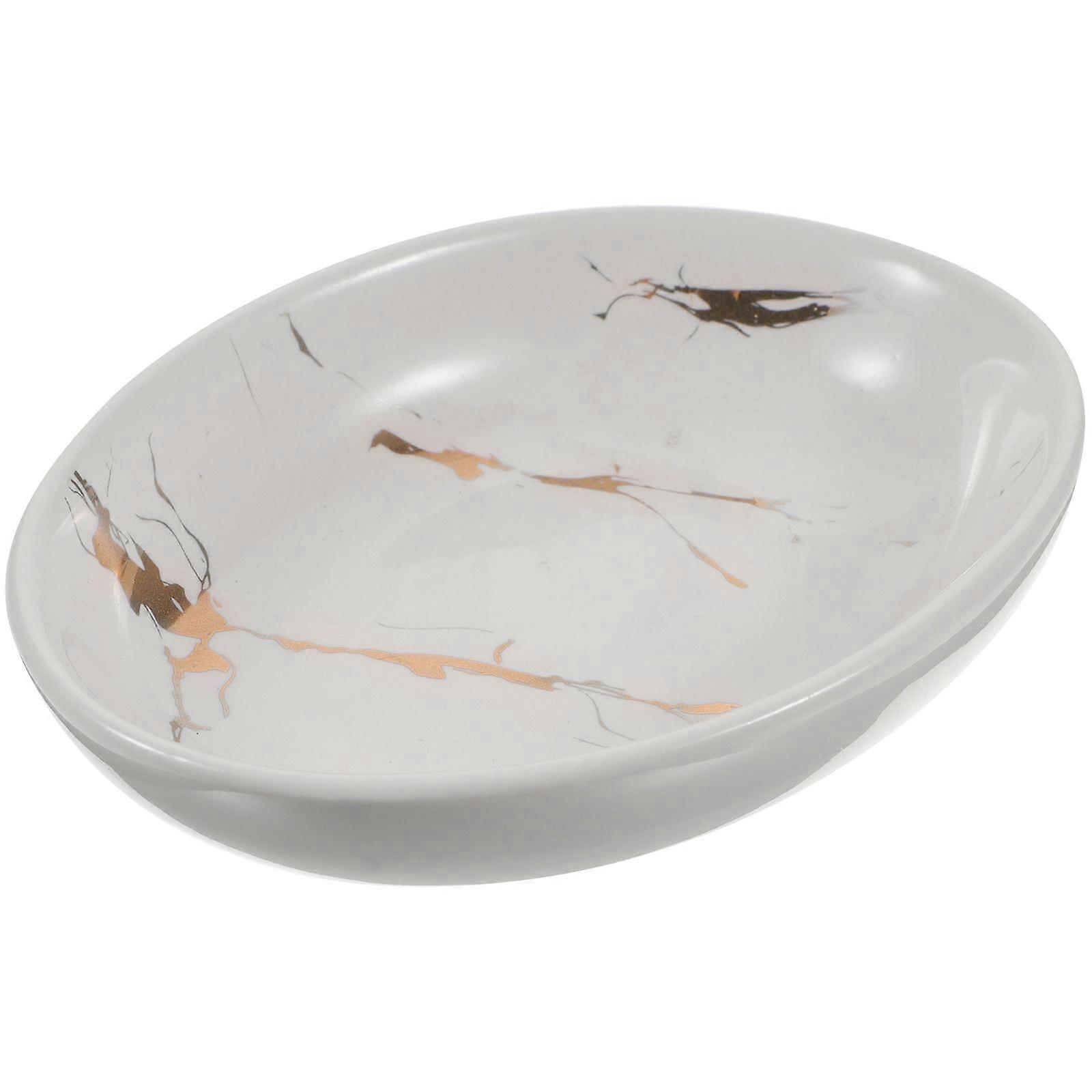 Bathroom Dish Tray For Vanity Countertop Sink 12.2X9.3X3CM White Soap Storage 1Pcs