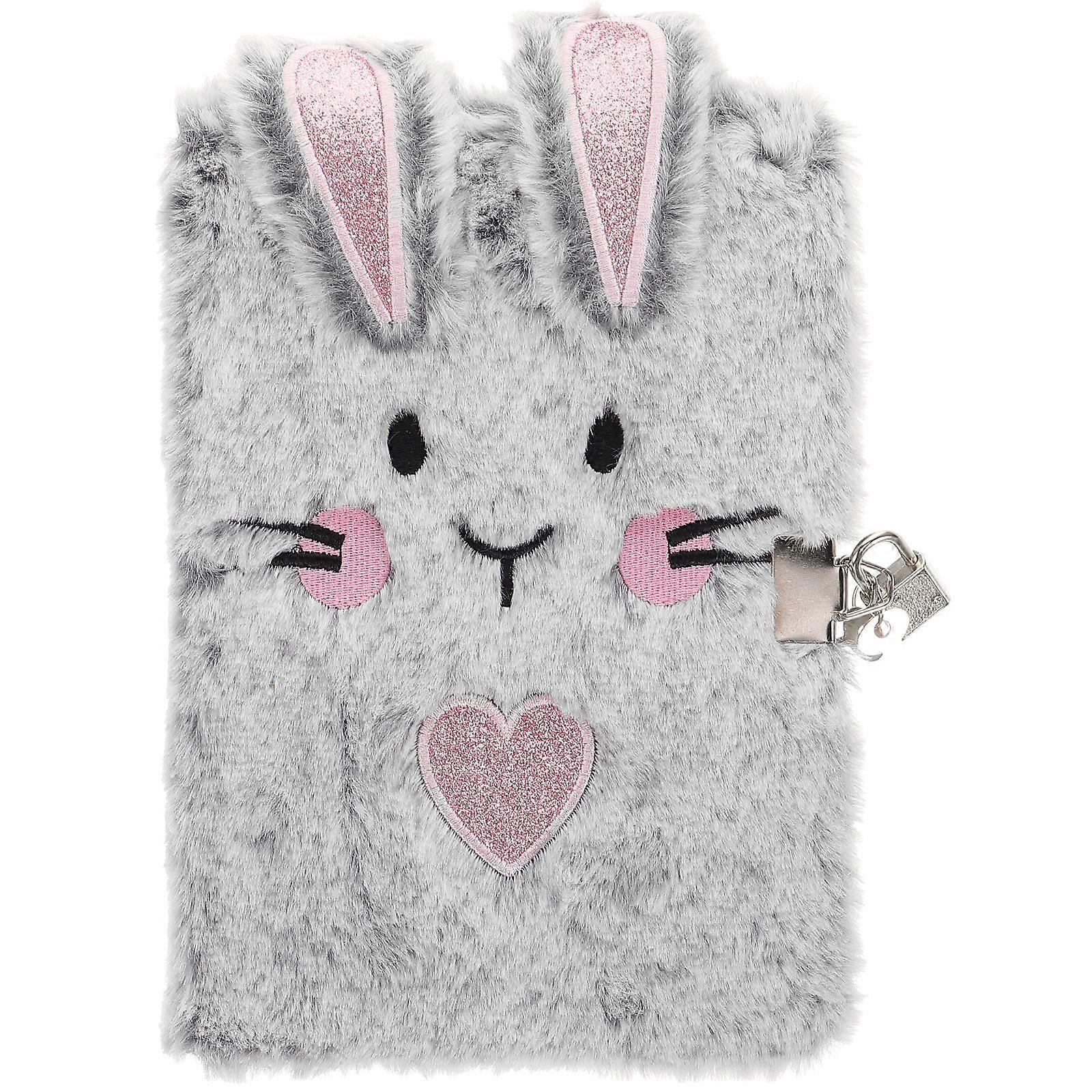Lovely Bunny Notepad Daily Use Writing Book Cartoon Plush Cover Notepad for Girl