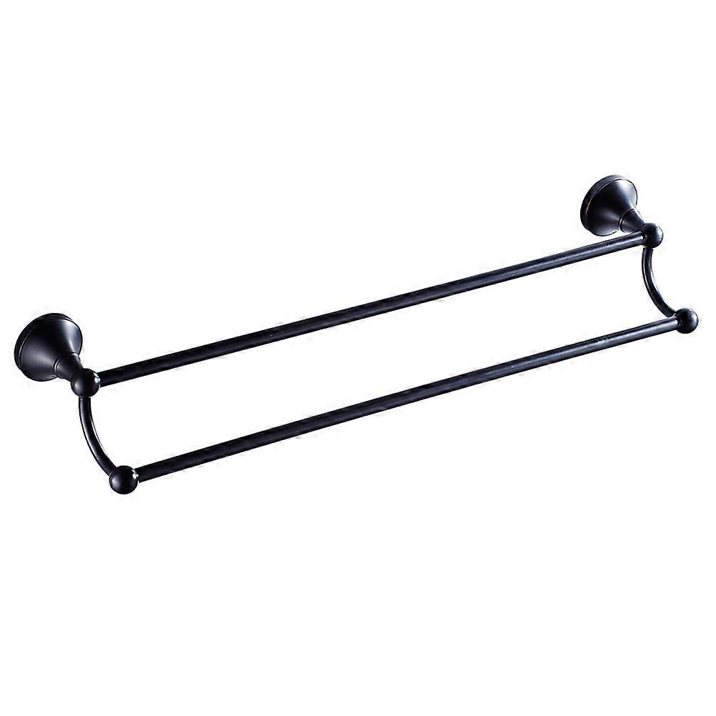 Black Brass Double Rod Towel Bar for Bathroom Storage with Smooth Finish 1pc