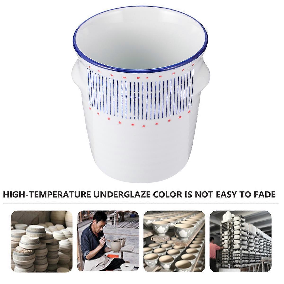 Ceramic Chopstick Stand Kitchen Tool Storage Container Blue 10.5x10.5CM 1Pcs