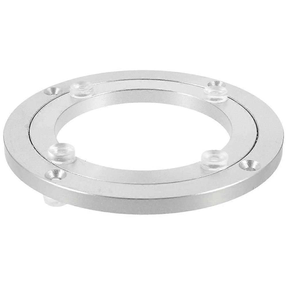 Rotating Turntable Display Stand Heavy Duty Aluminium Alloy Tabletop Design For Restaurants Silver 4.7×4.7×0.7in 1Pack