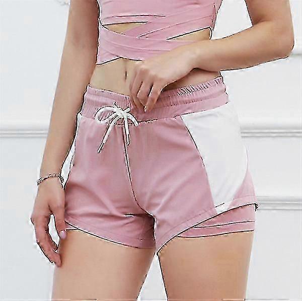 מכנסי ריצה דו-שכבתיים נגד אור לקיץ לנשים - מכנסי יוגה ספורטיביים דו-חלקיים ייבוש מהיר