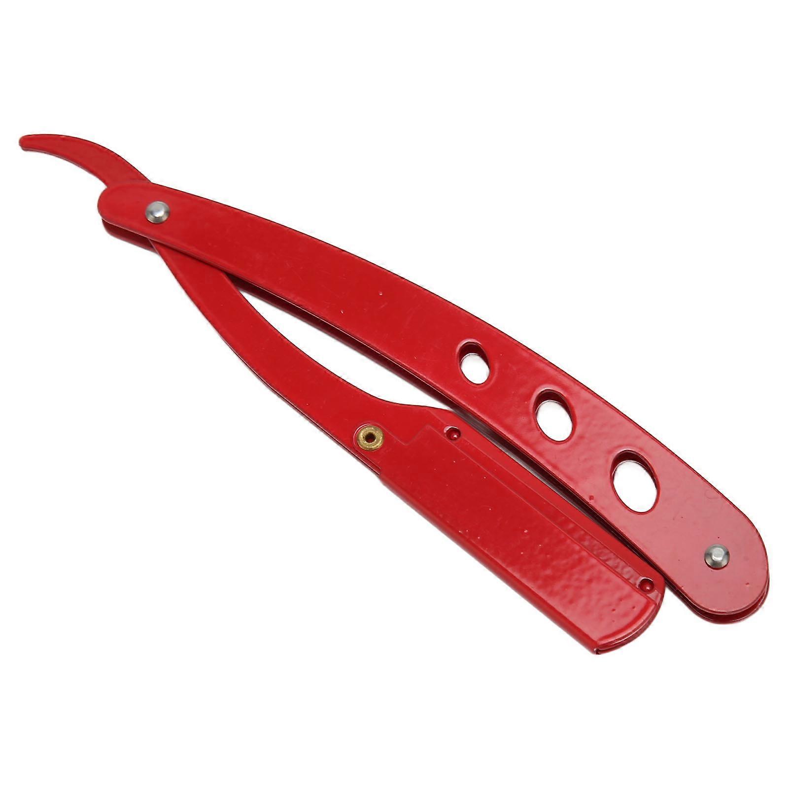 Beard Blade Holder Manual Folding Alloy Straight Edge Portable Hair Cut Blade Holder Red