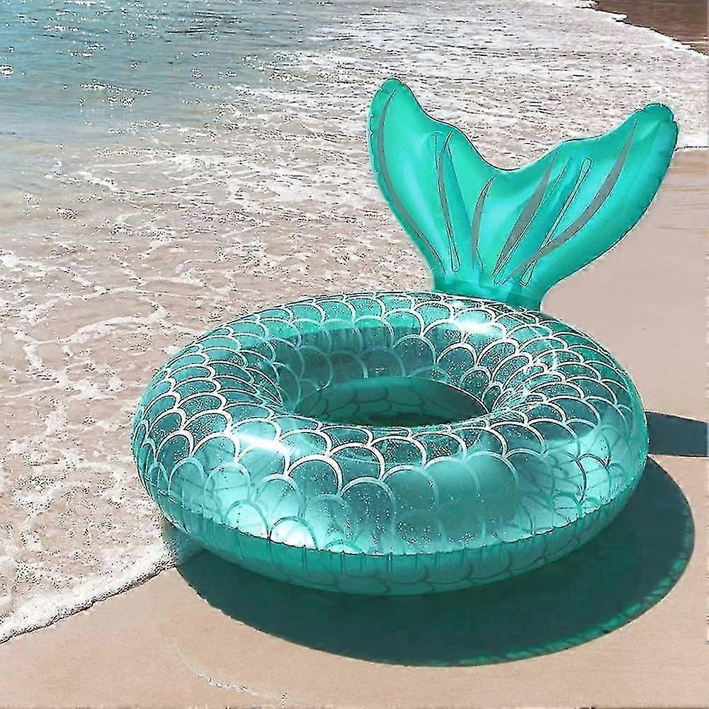 2025 Inflatable Buoy, Durable Round Inflatable With Handle Air Mattress Floating Inflatable Pool Raft Pool Float Adult Size Ring (fish Tail Lake Blue)