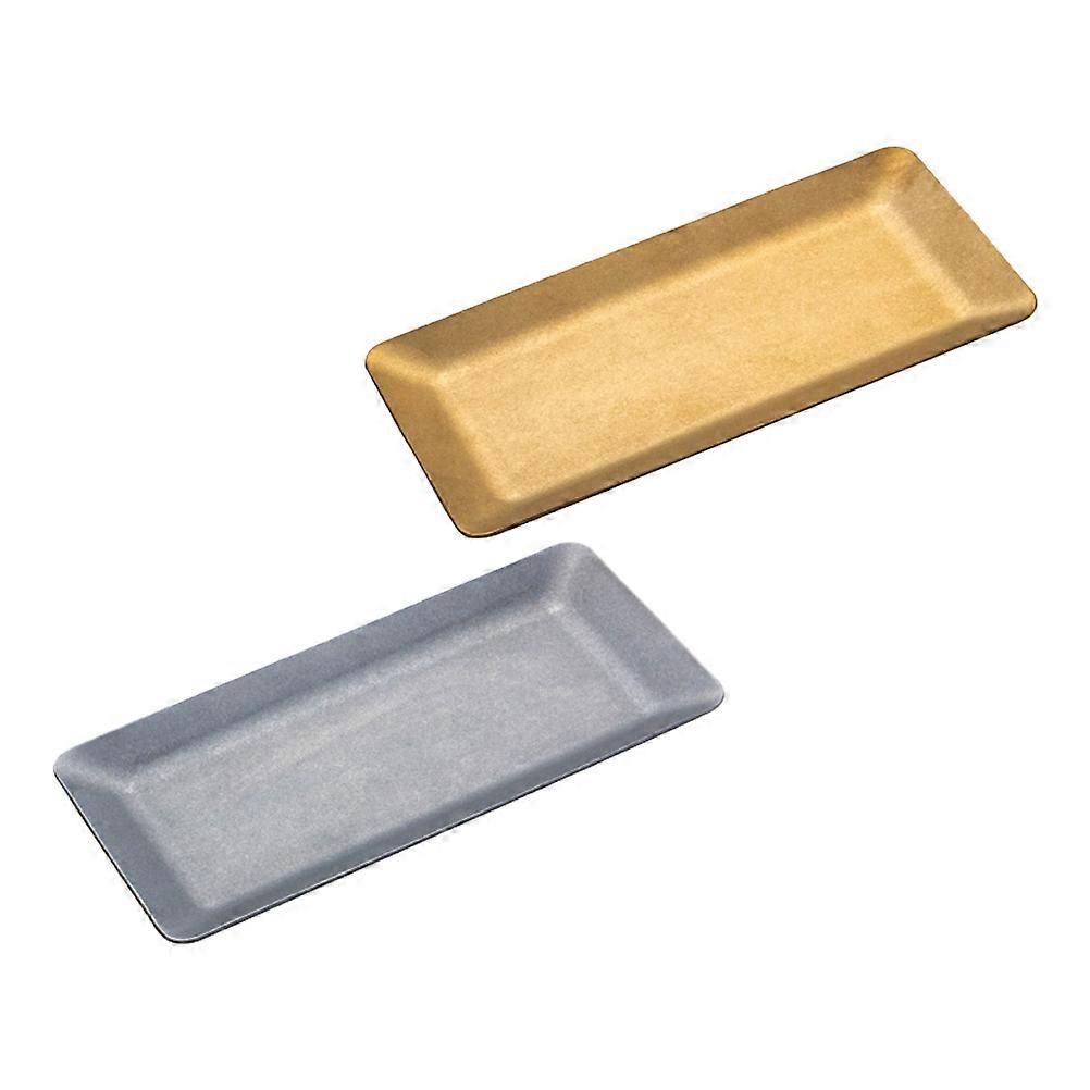 Rustfritt Stål Serveringsbrett Tallerken Dessertbrett For Bruk Sølv 15X7,4CM 2Stk