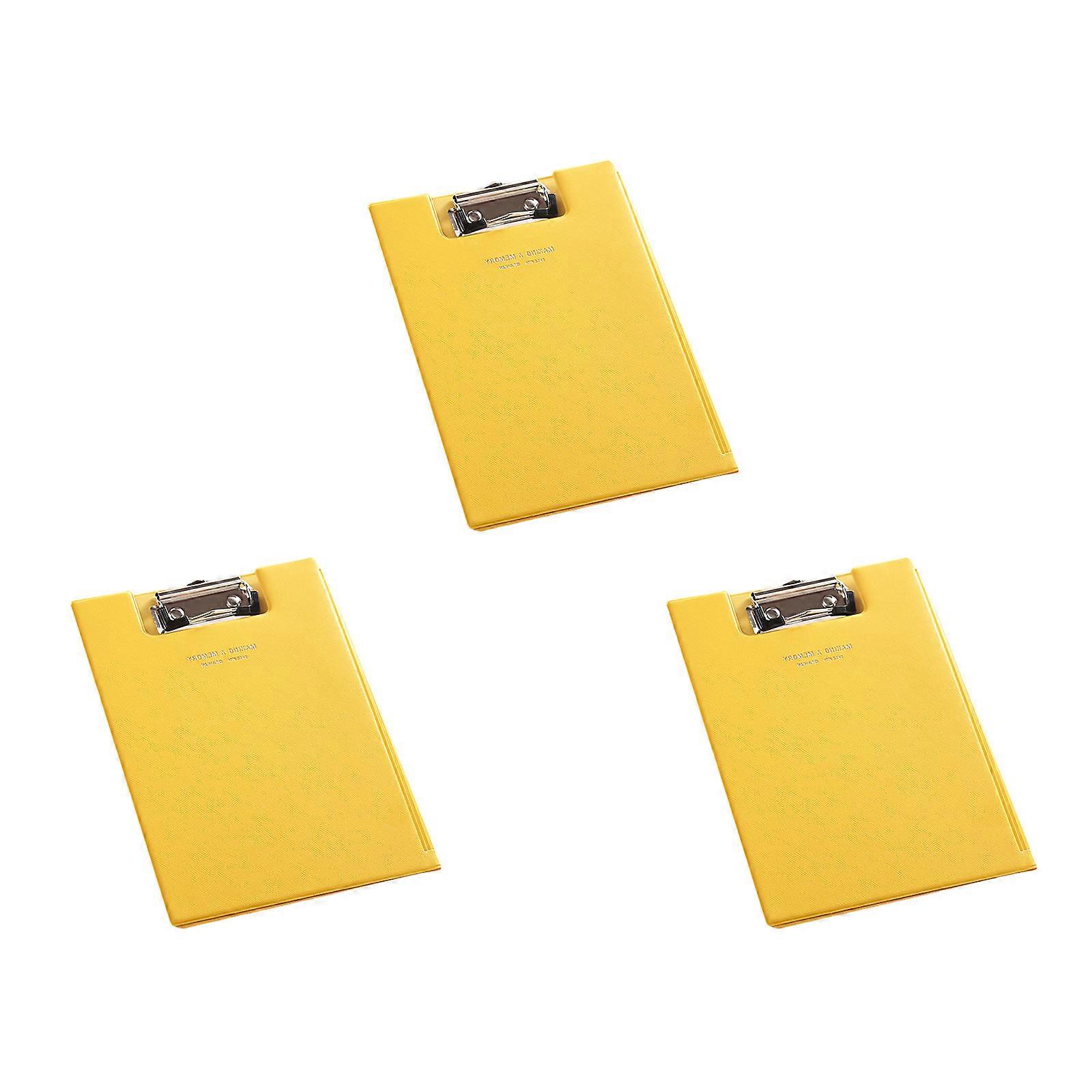 Folding Clipboard with Clear Internal Pocket Conference Folder with Clipboard Leather Clipboard Folder for Office  Yellow