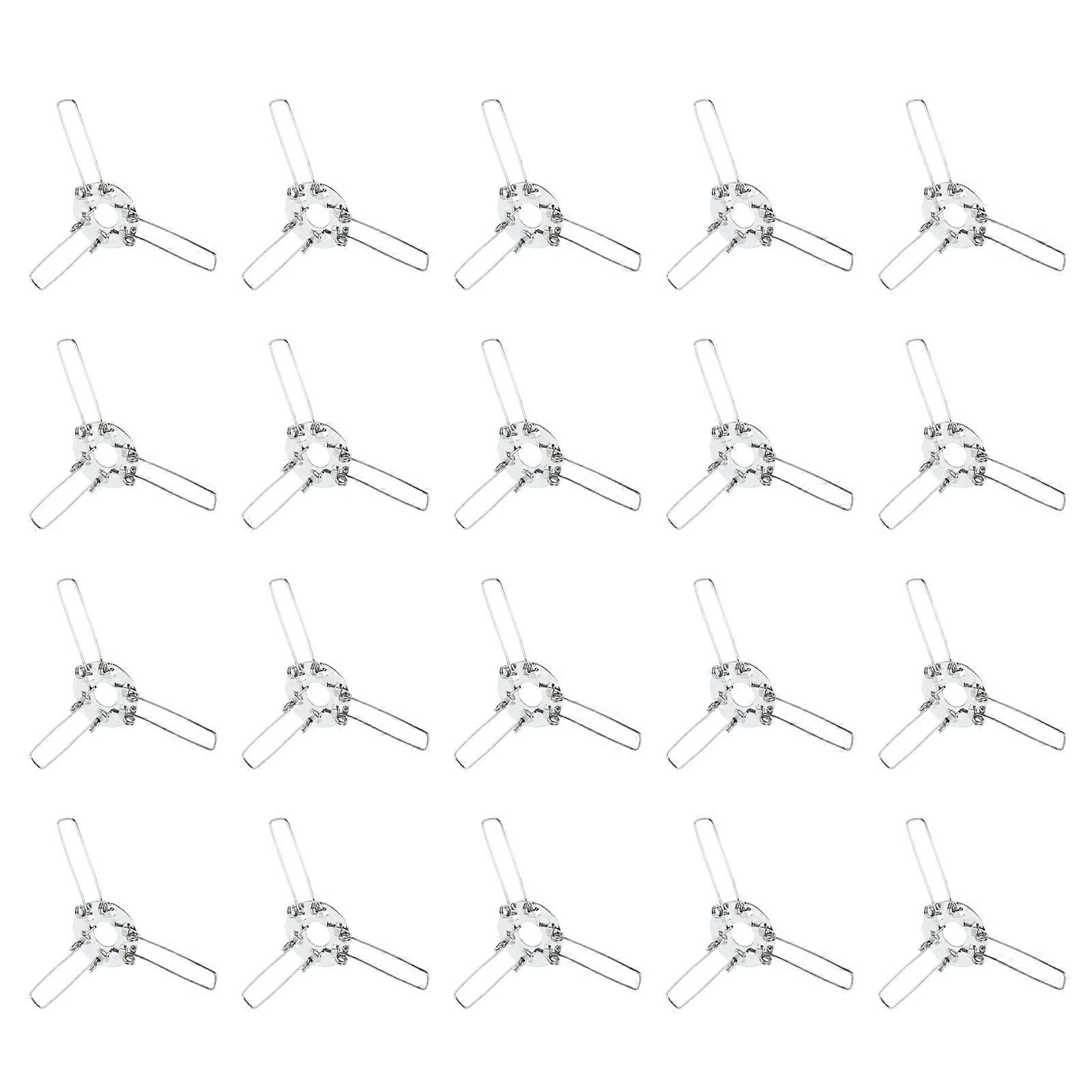 20pcs Silver Iron Lampshade Spring Clips for Lamp with 3-forks Structure and Durable Design