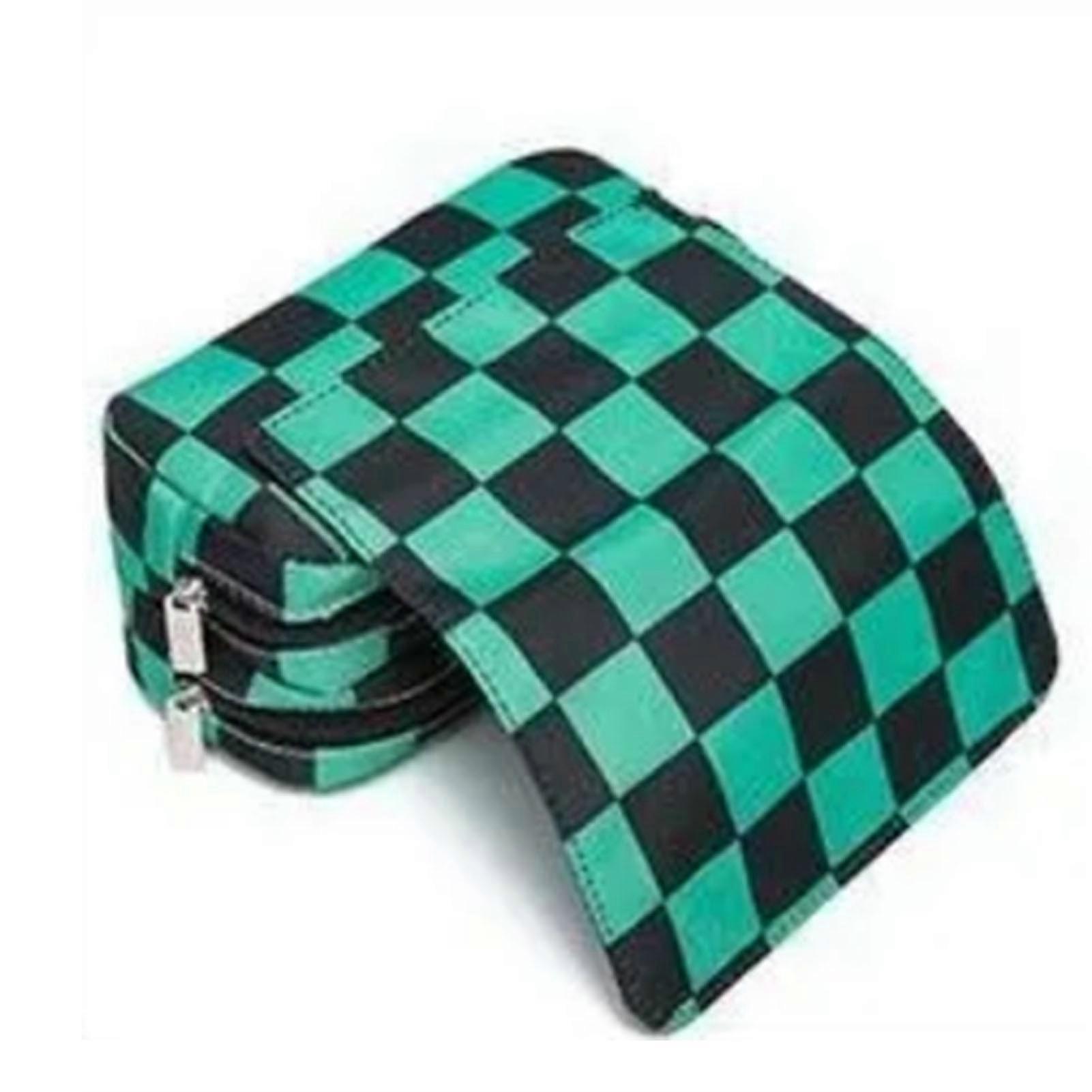 Pencil Case Large Capacity Double Compartments Grid Appearance Stationery Bag for Student School