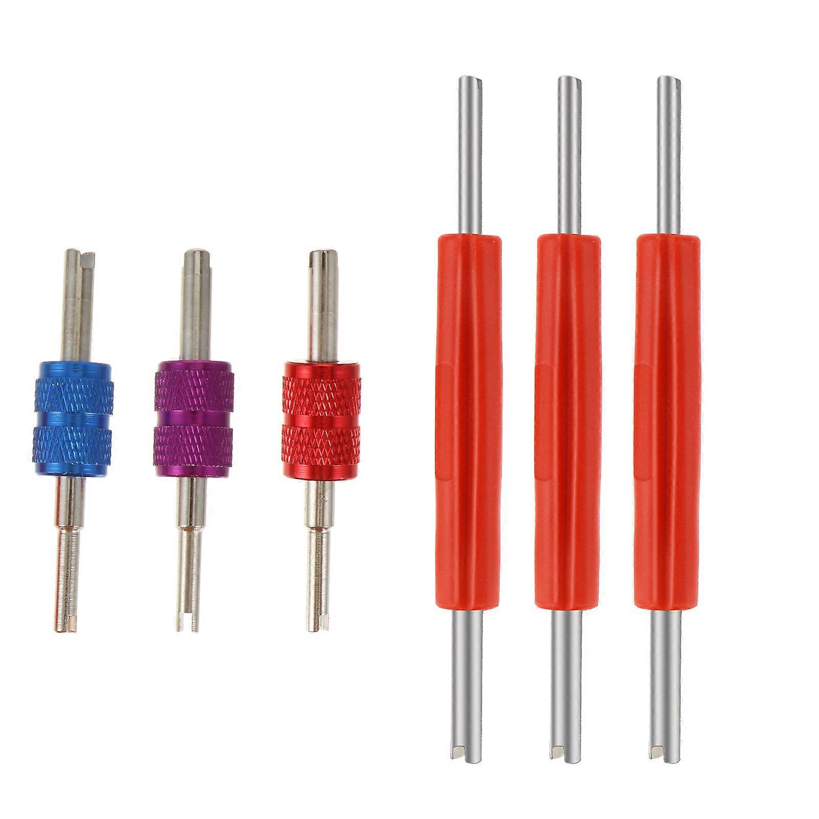 Dual Head Core Remover Tire Tool Compact Design For Car Maintenance 6Pcs