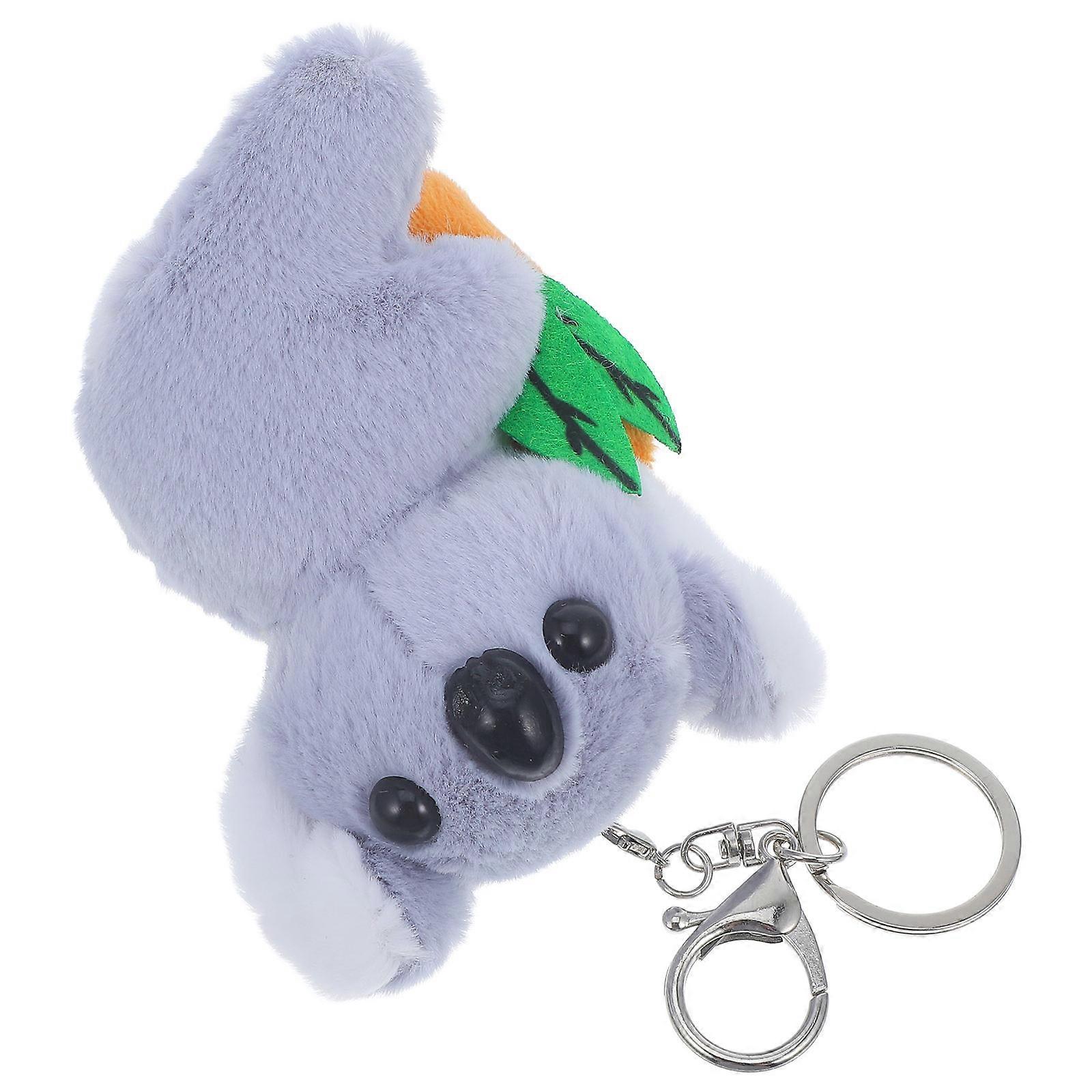 Cute Hanging Plush Keychain Bag Pendant Accessory Lightweight Stuffed Key Ring for Birthdays, Valentine's Day, Mother's Day, Backpacks, Grey Leaf