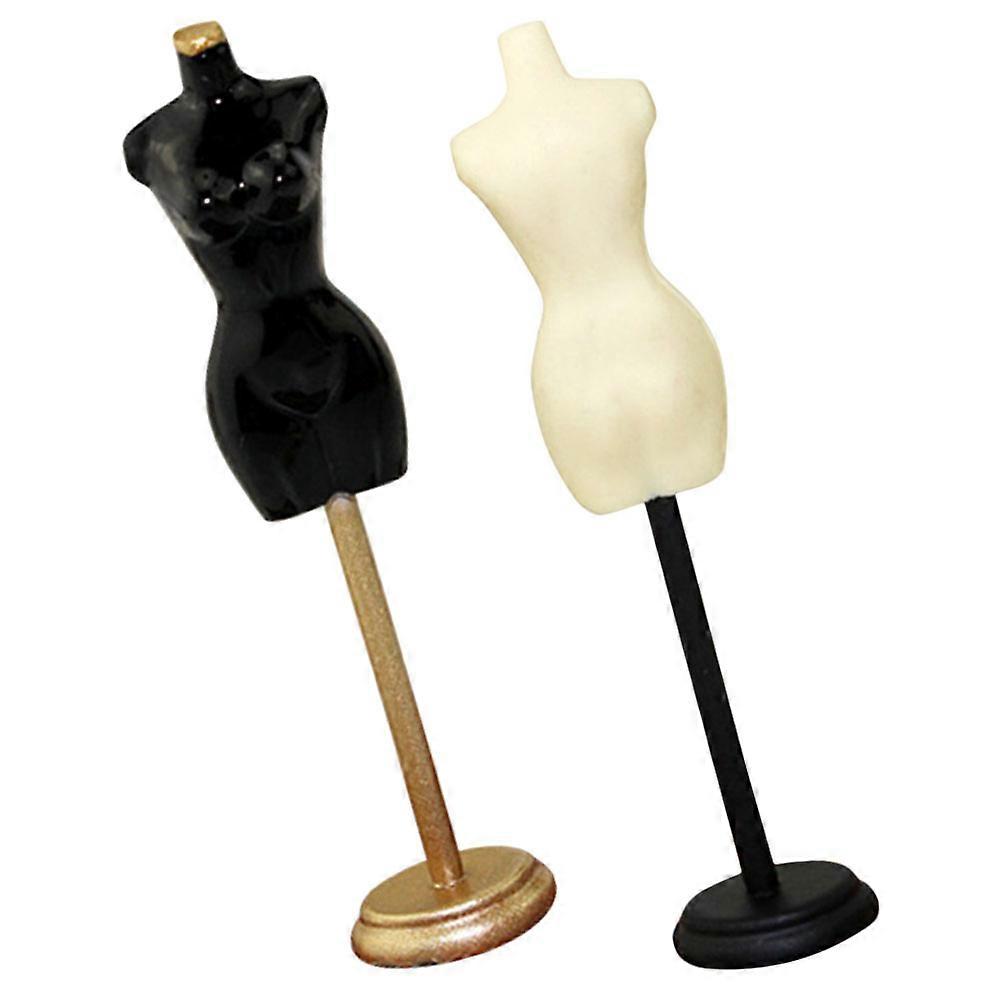 2pcs Lifelike Dollhouse Mannequin Rack for Daughters Doll Accessories and Tabletop Decor, Black and Skin Tone