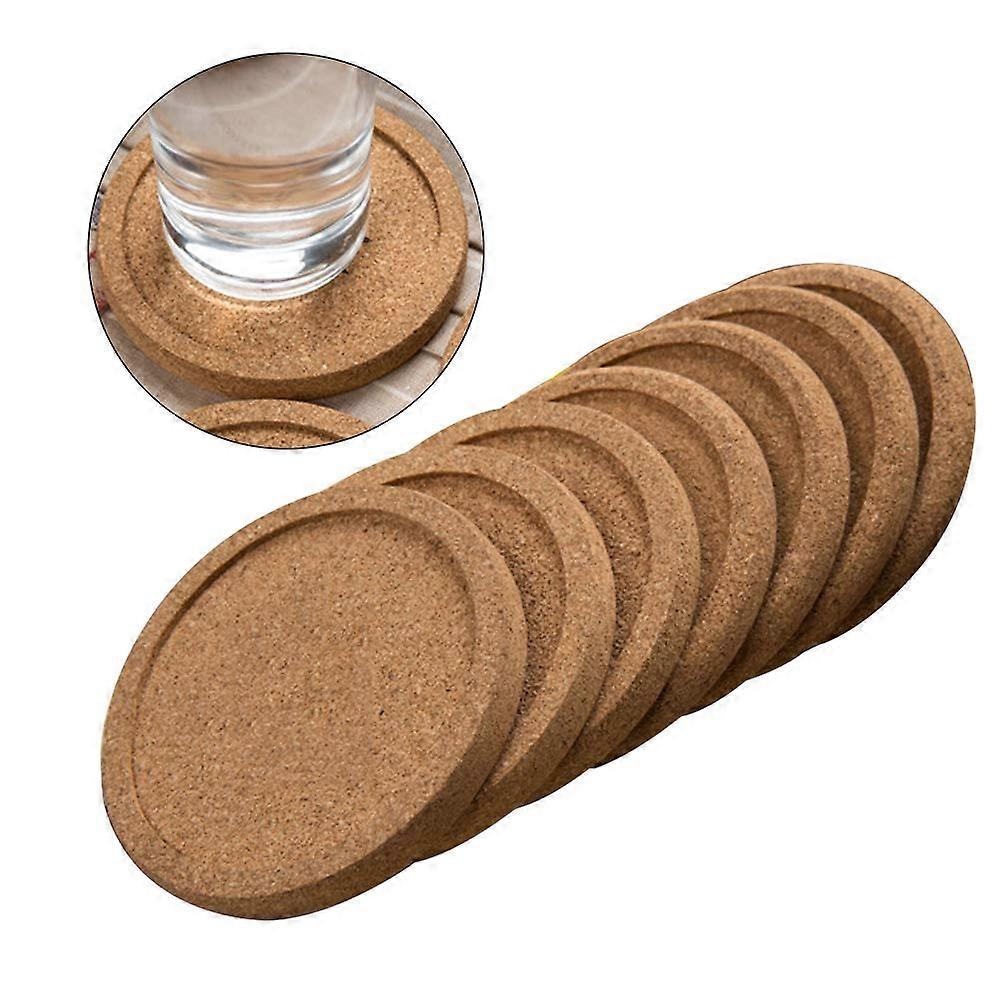 Round Coasters Cork Furniture Pads Moisture Proof Insulation Pad For Home Office Use 10cm Brown 12Pcs