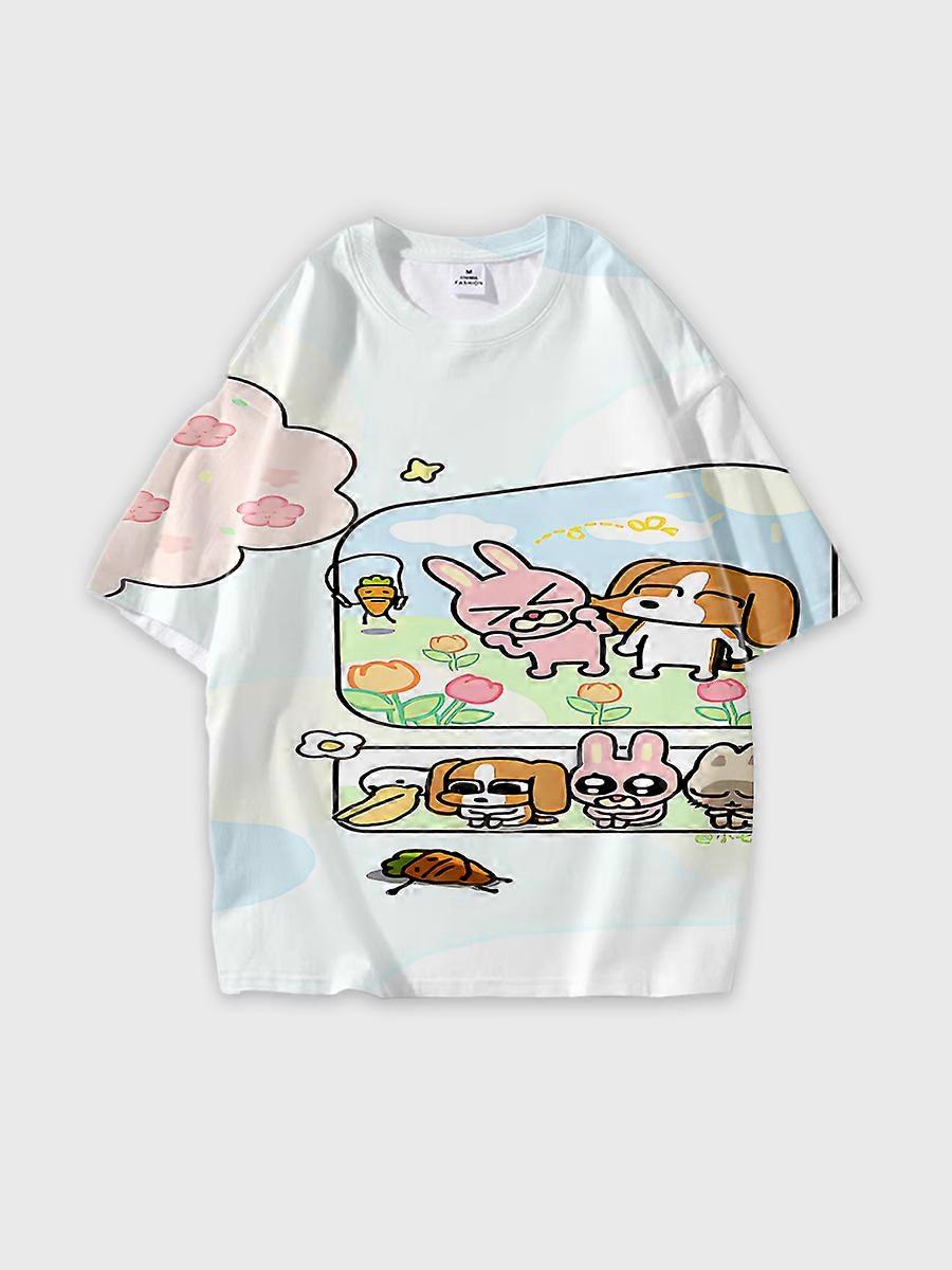 T-shirt short sleeve round neck summer casual loose D3307