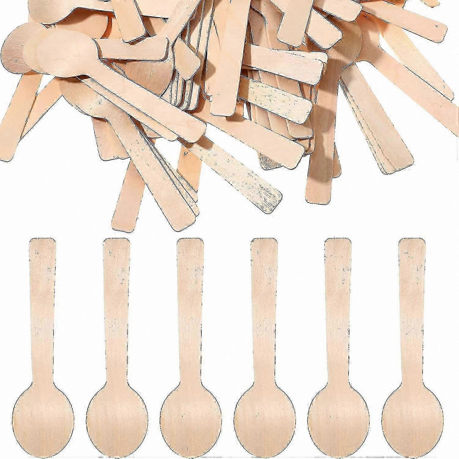 3.9" Birch Dessert Spoons, 500 Count Mini Wooden Utensils for Sampling and Tasting Events