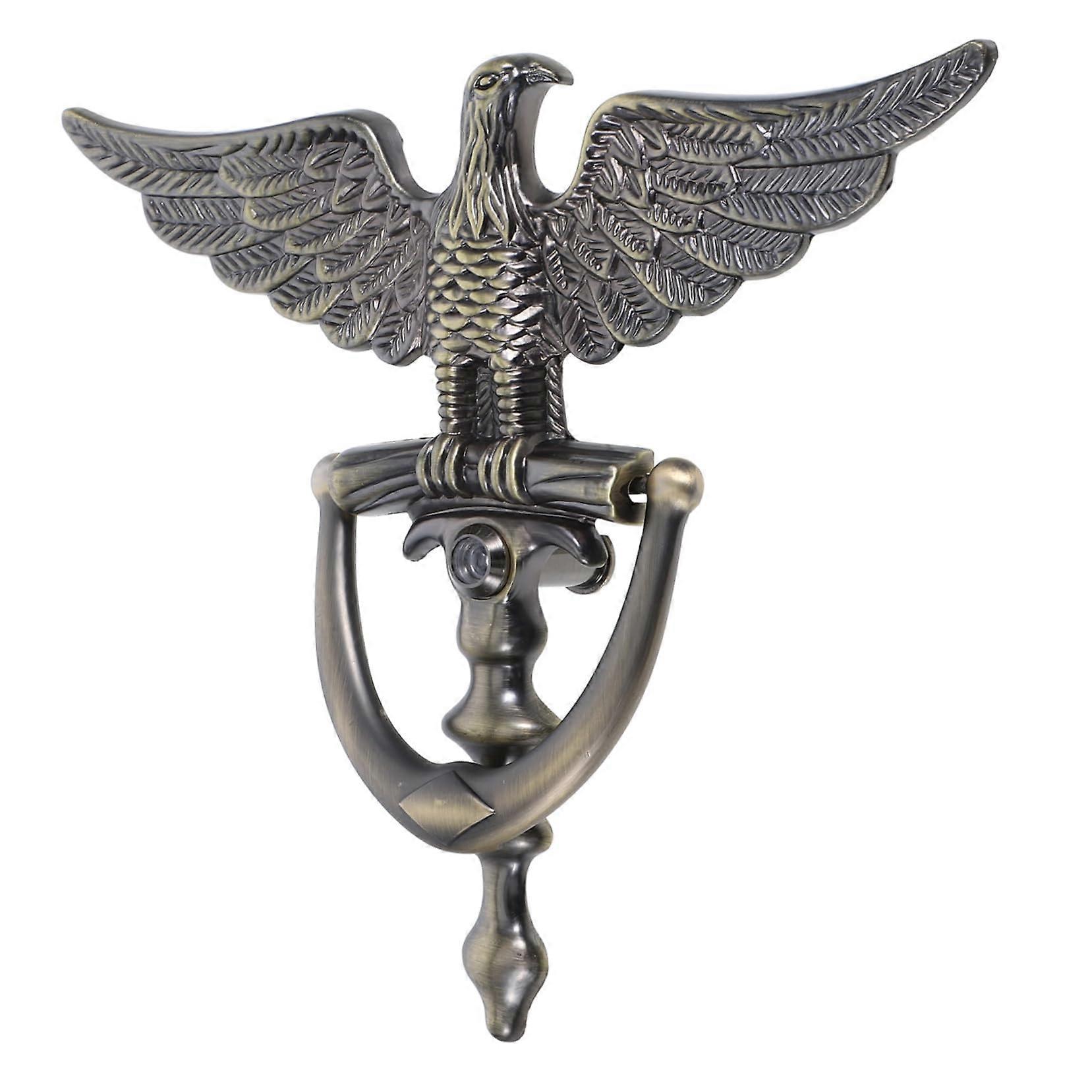 Zinc Alloy Door Knocker with Eagle Head and Peephole Viewer for Front Door Safety in European Style, 4.7 Inch