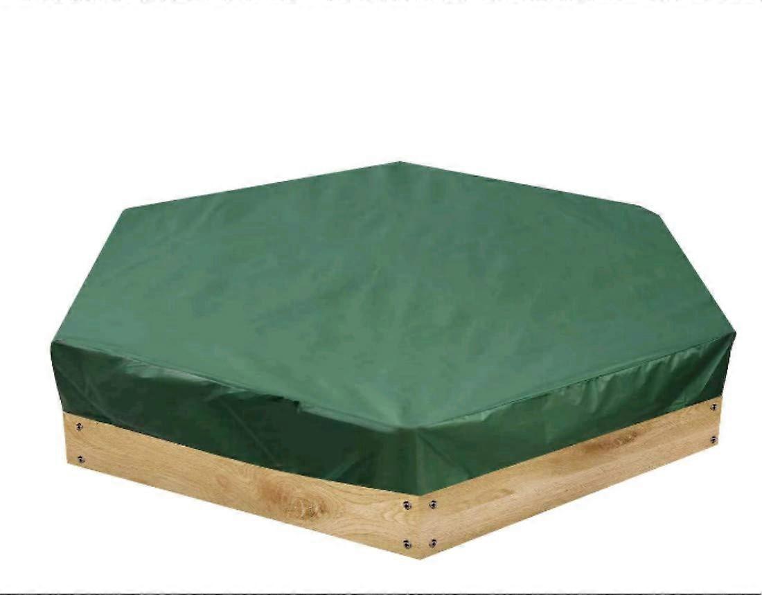 Sandpit Cover, Hexagonal Waterproof Sandpit Tarpaulin, Sandpit Cover with Drawstring, Oxford Green, 230 x 200 cm