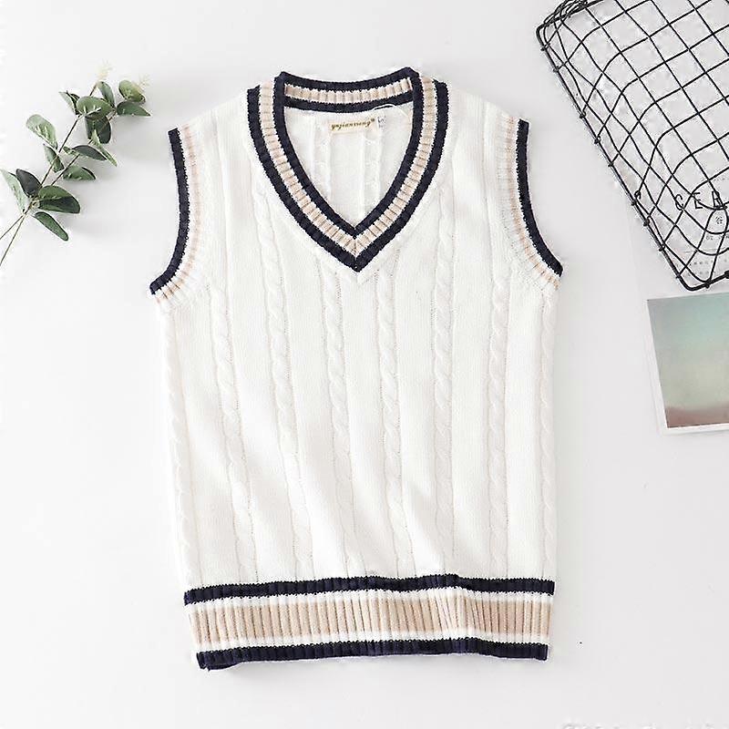 Colete de suéter de malha com decote em V para mulheres Outono Inverno 5XL Plus Size Algodão Engrossar Pulôver Sem Mangas Estilo Preppy Roupas de Moda